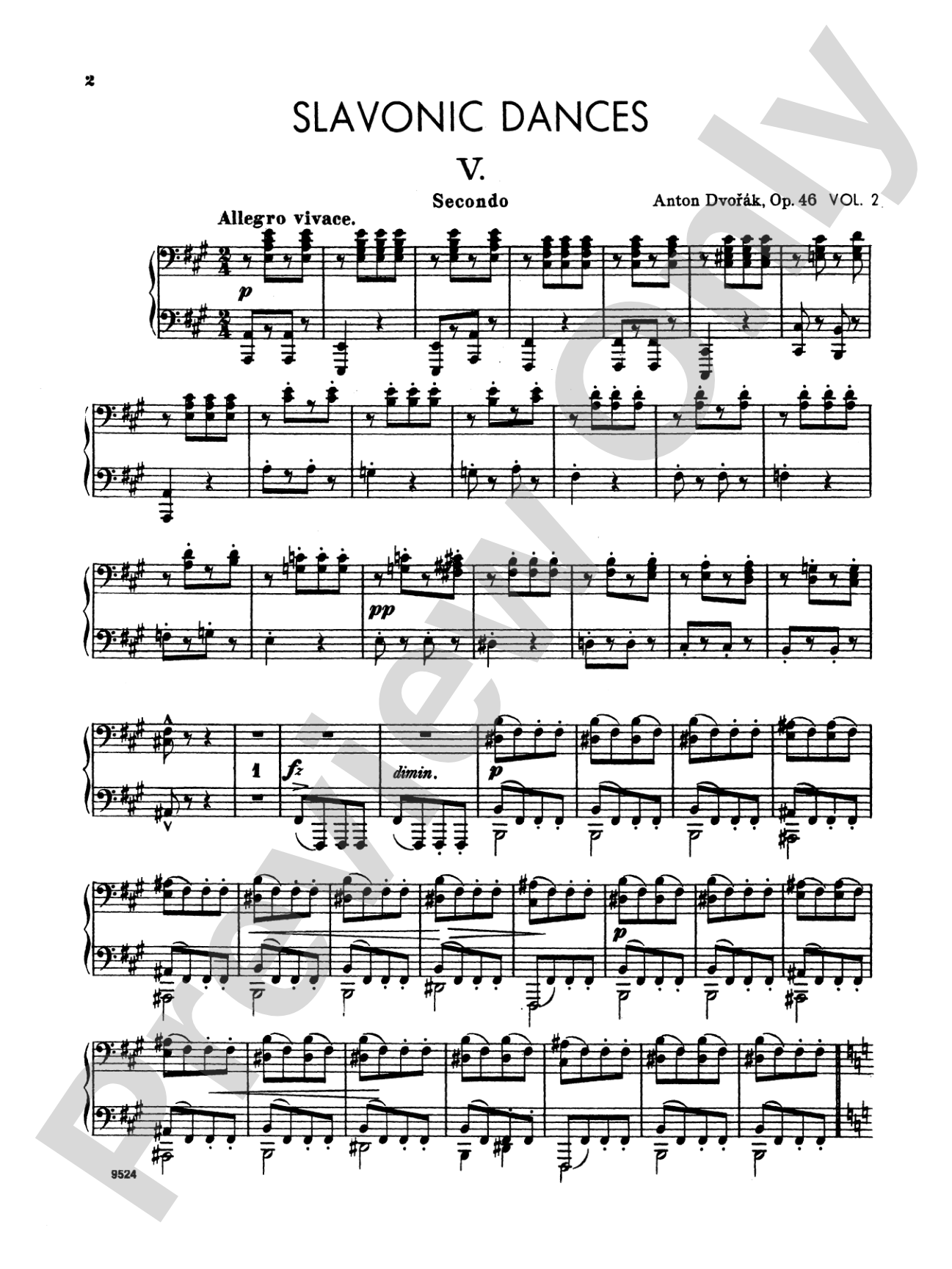 Dvorák: Slavonic Dances, Op. 46 (Volume II): Piano Duet (1 Piano, 4 Hands) Book