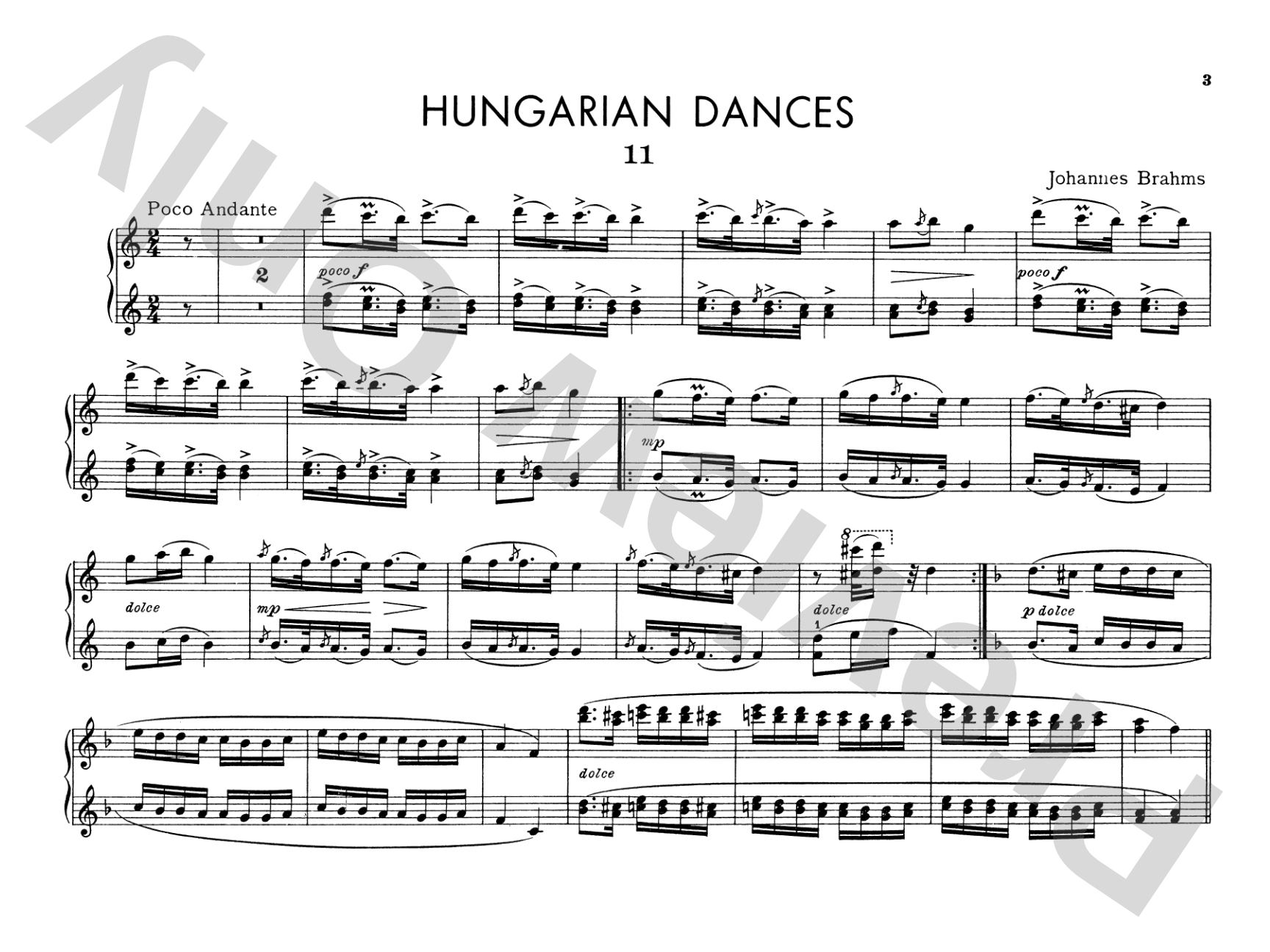 Brahms: Hungarian Dances, Volume II: Piano Duet (1 Piano, 4 Hands) Comb Bound Book