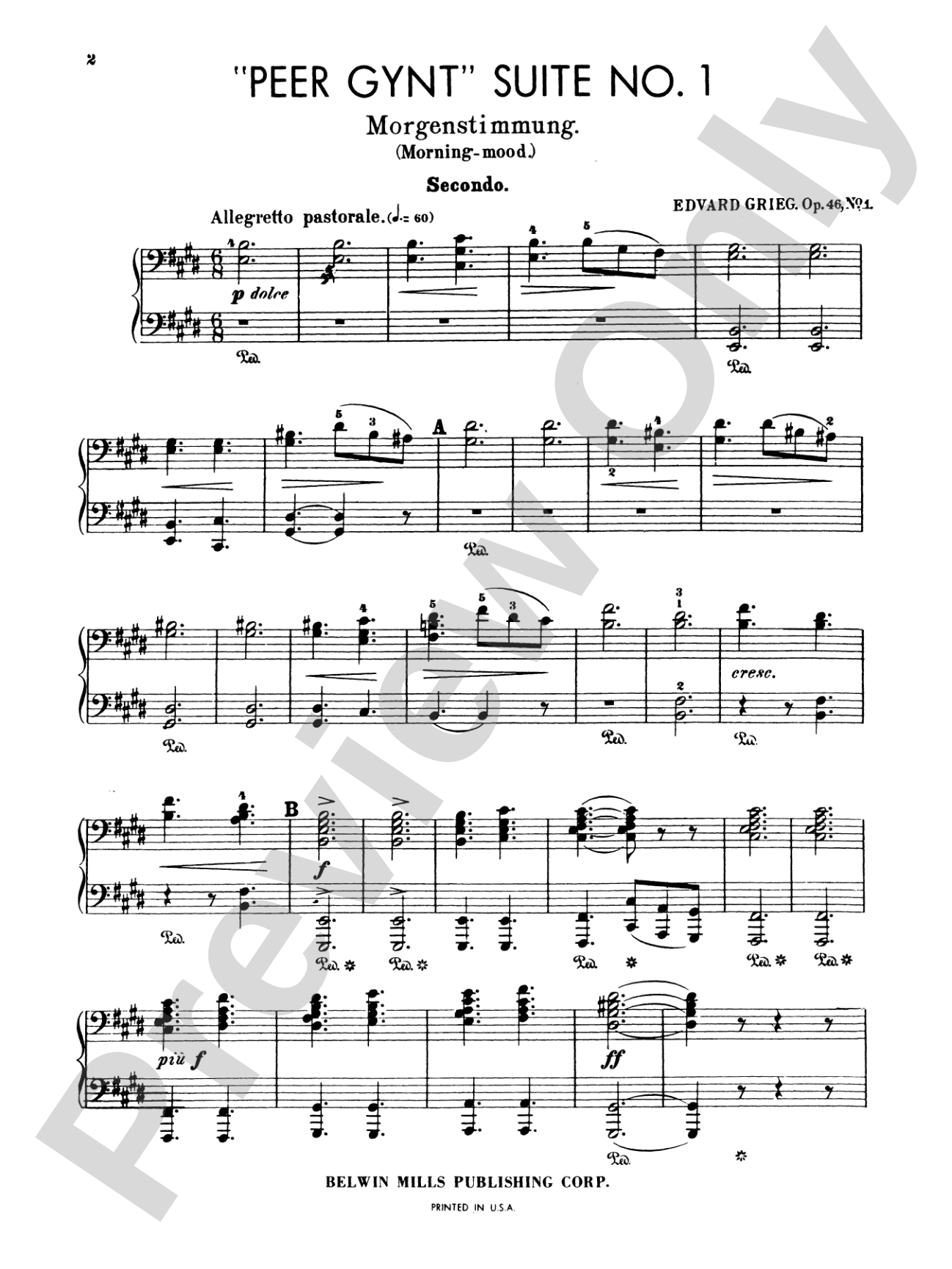 Grieg: Peer Gynt Suite, No. 1, Op. 46: Piano Duet (1 Piano, 4 Hands) Book