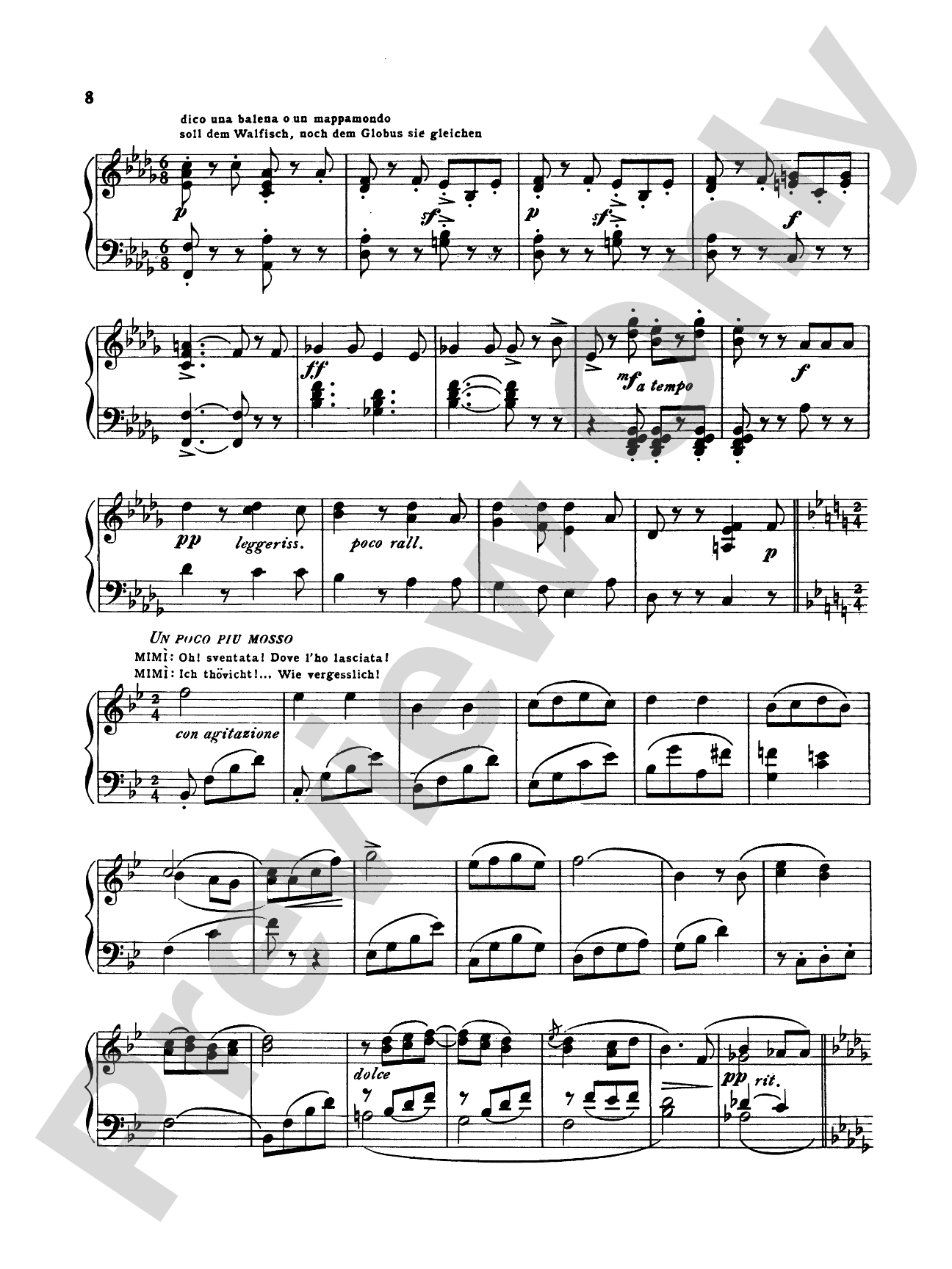Puccini: La Boheme Fantasy (Transcr. Bernhard Wolff): Piano
