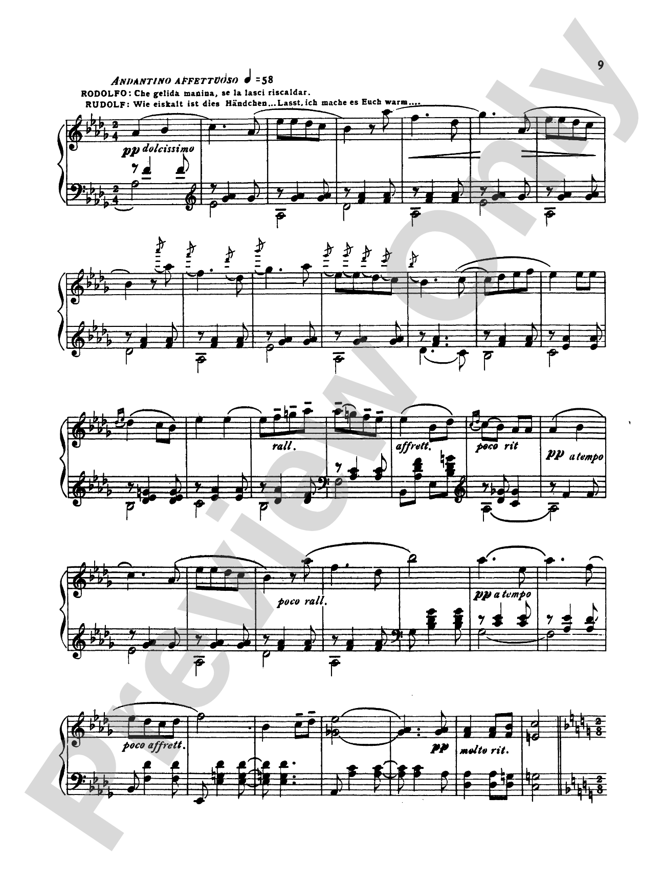 Puccini: La Boheme Fantasy (Transcr. Bernhard Wolff): Piano