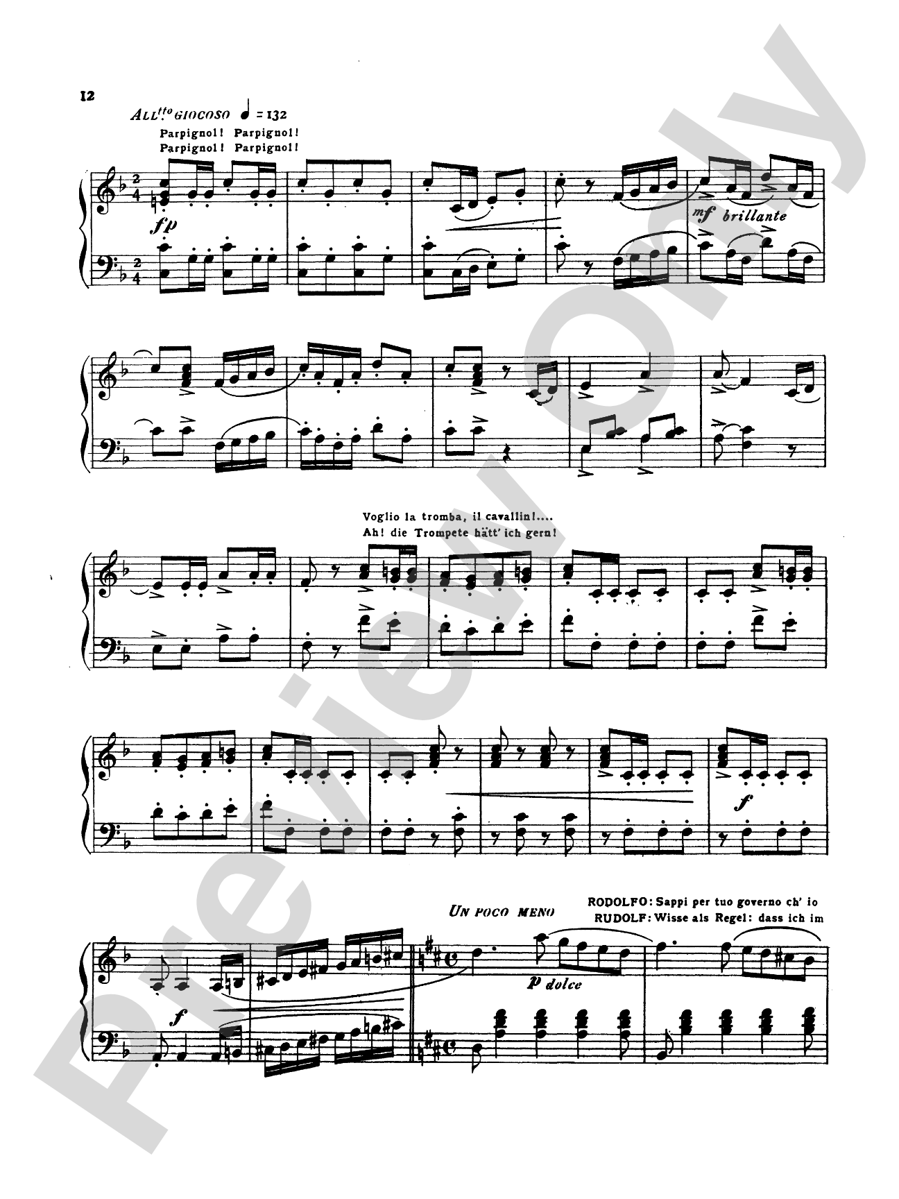 Puccini: La Boheme Fantasy (Transcr. Bernhard Wolff): Piano