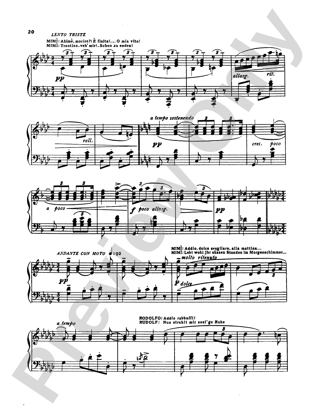 Puccini: La Boheme Fantasy (Transcr. Bernhard Wolff): Piano