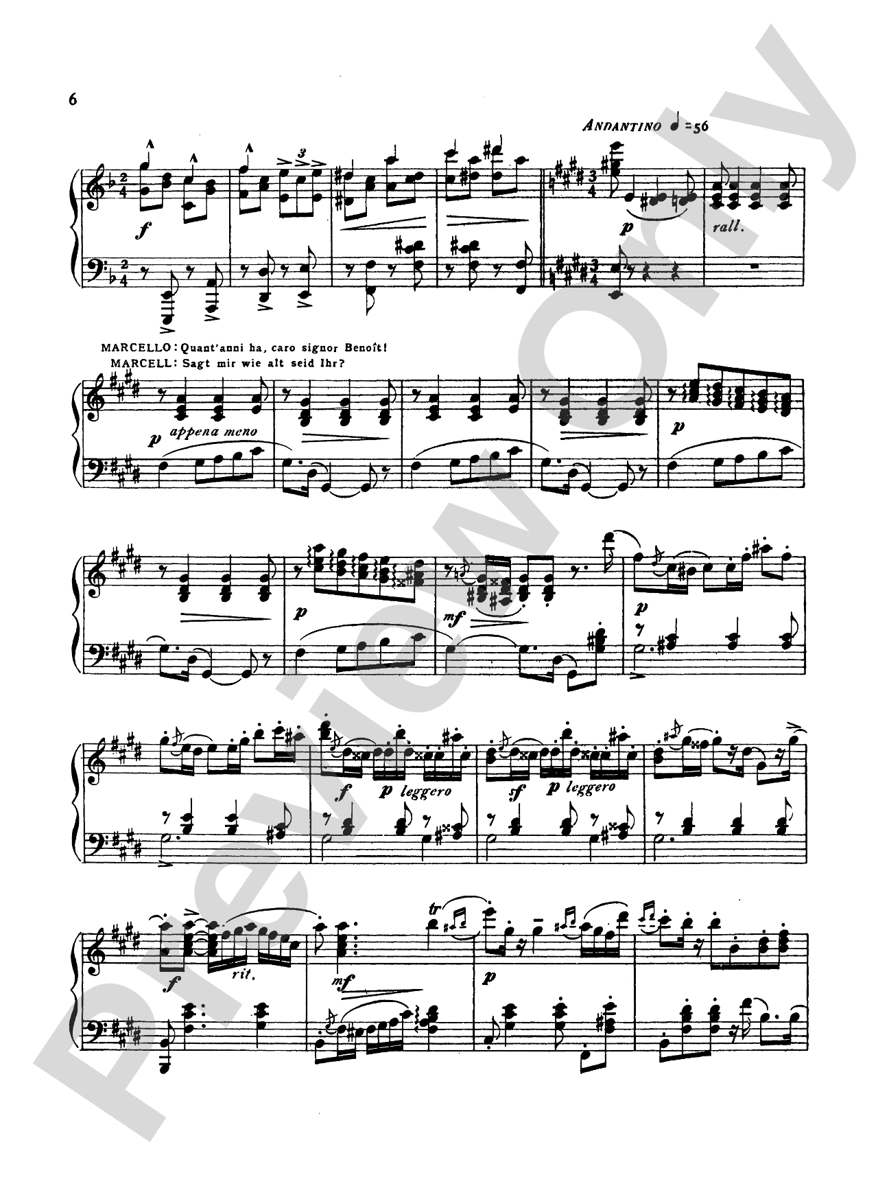 Puccini: La Boheme Fantasy (Transcr. Bernhard Wolff): Piano