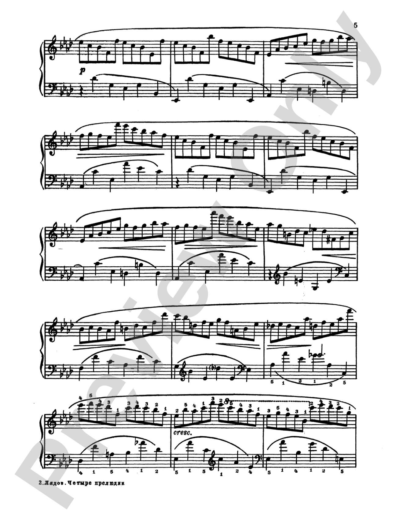 Liadov: Five Pieces, Op. 39: Piano
