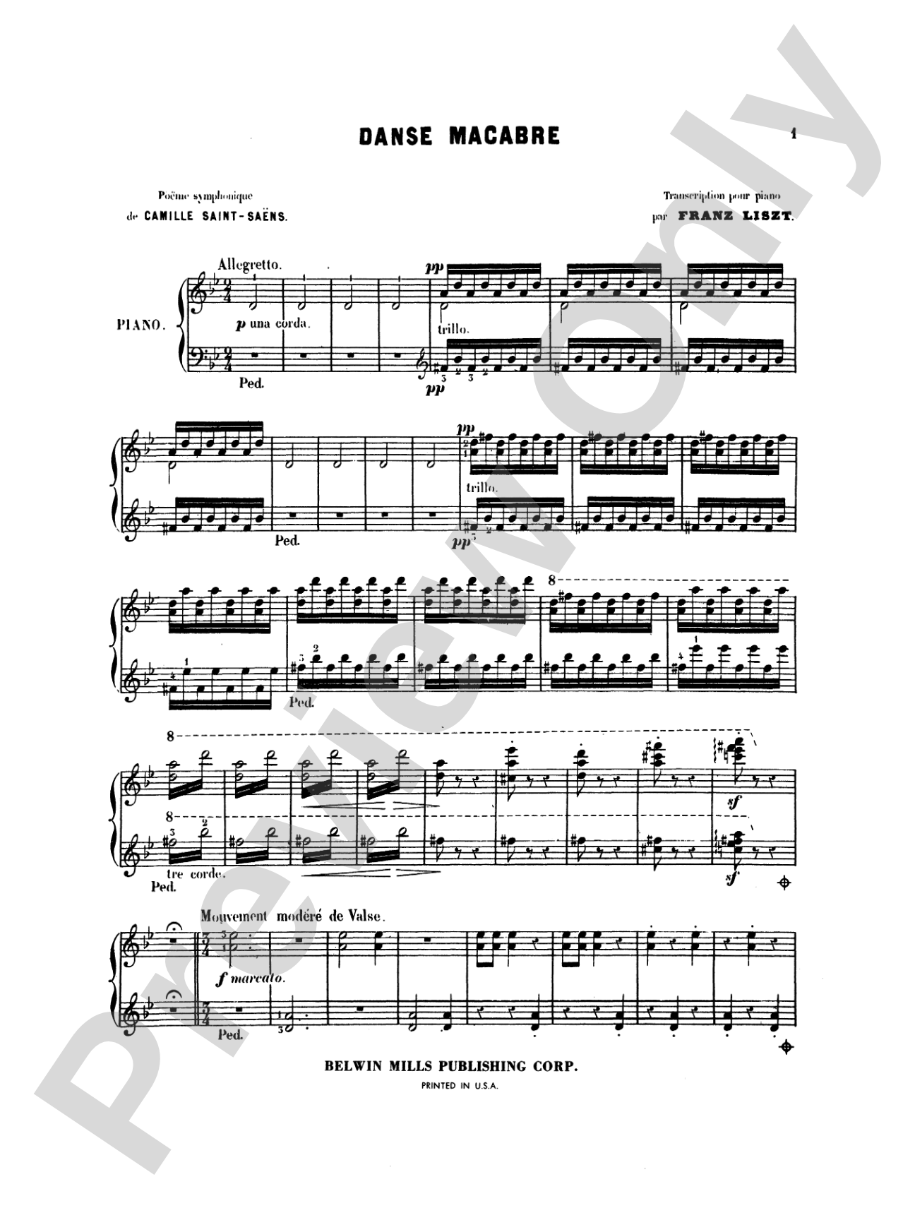 Saint-Saëns: Danse Macabre (Transcr. Franz Liszt): Piano
