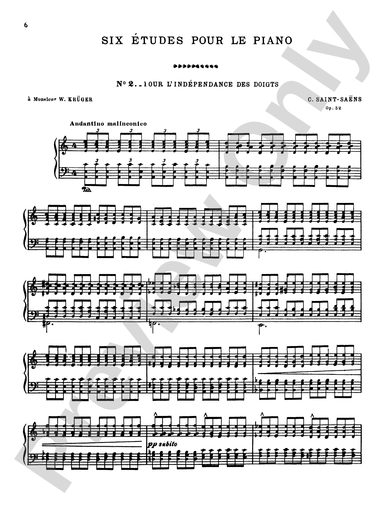Saint-Saëns: Six Etudes, Op. 52