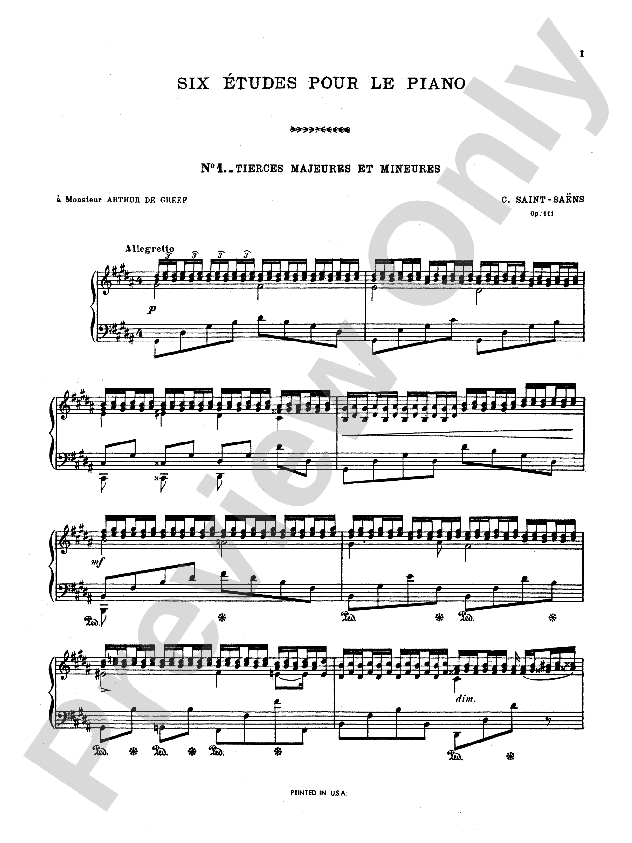 Saint-Saëns: Six Etudes, Op. 111: Piano Book