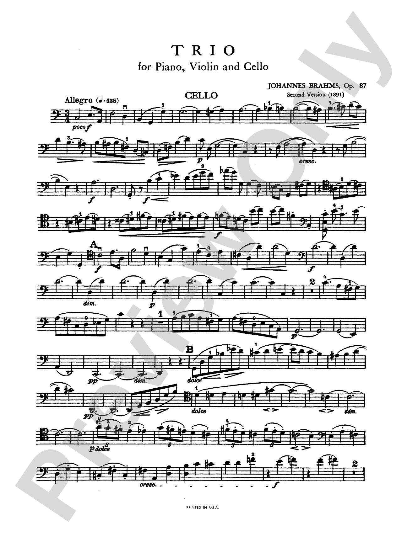 Brahms: Trio No. 2 in C Major, Op. 87