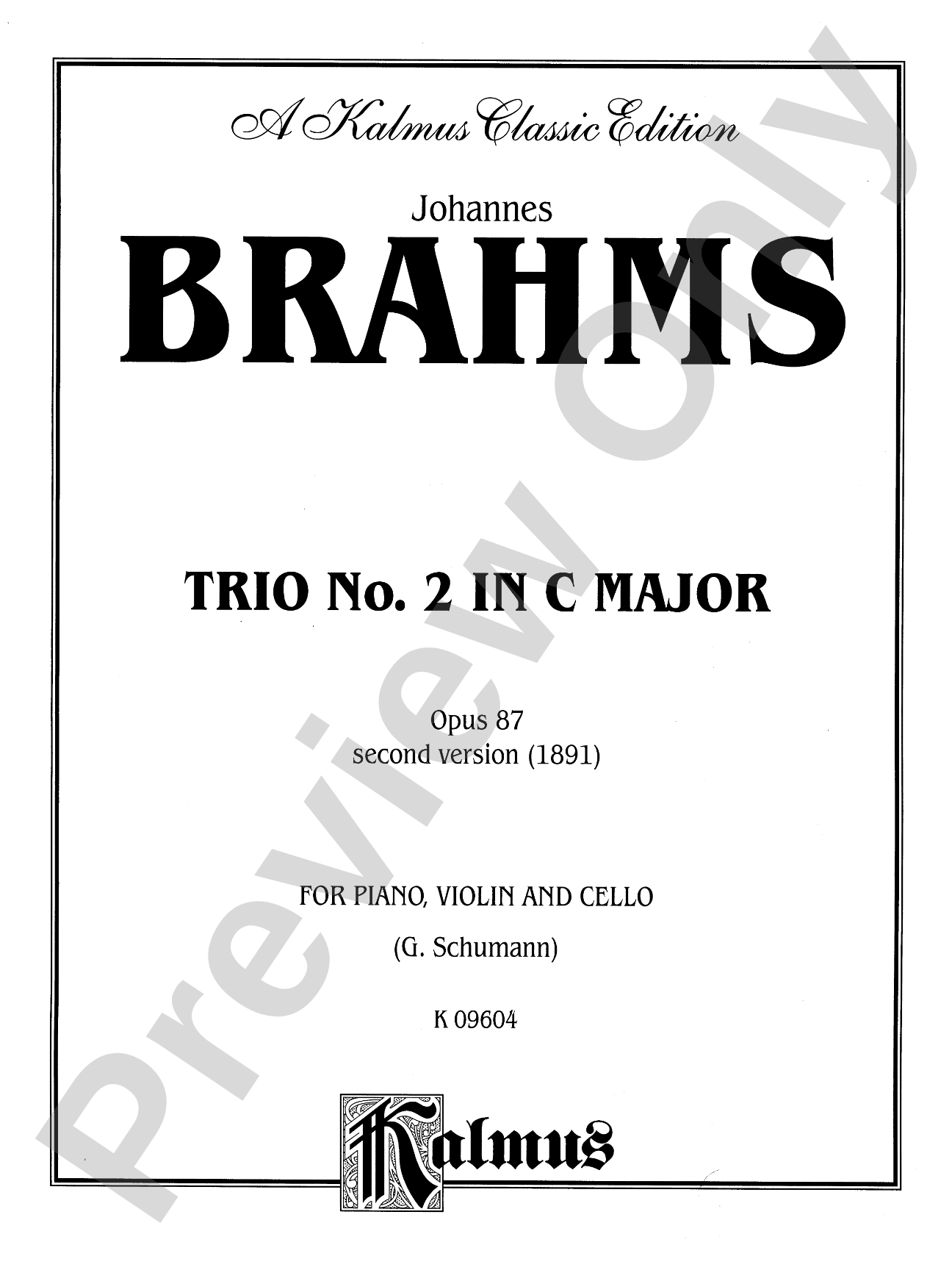 Brahms: Trio No. 2 in C Major, Op. 87