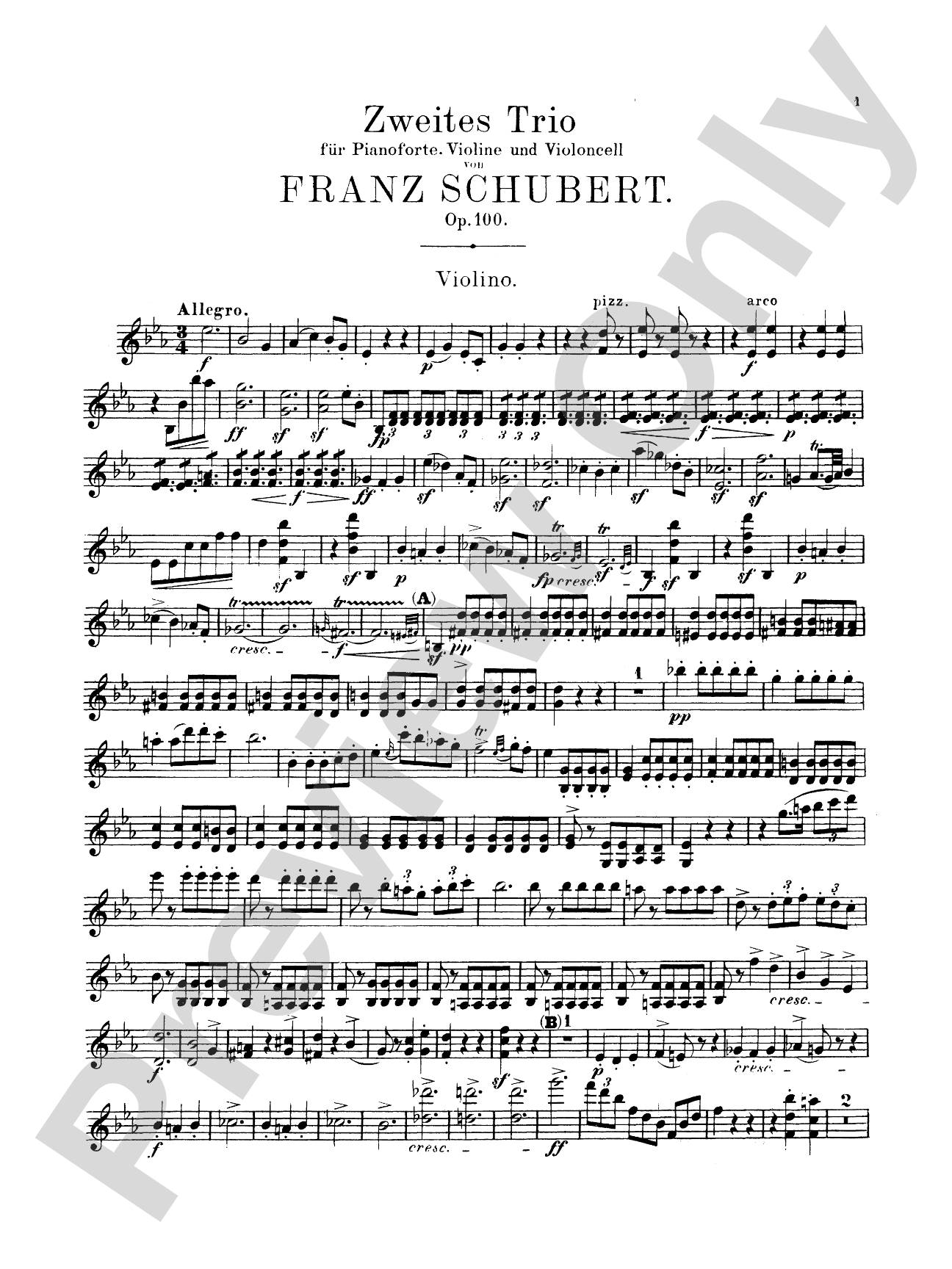 Schubert: Trio No. 2 in E flat Major, Op. 100: Chamber Trio Book
