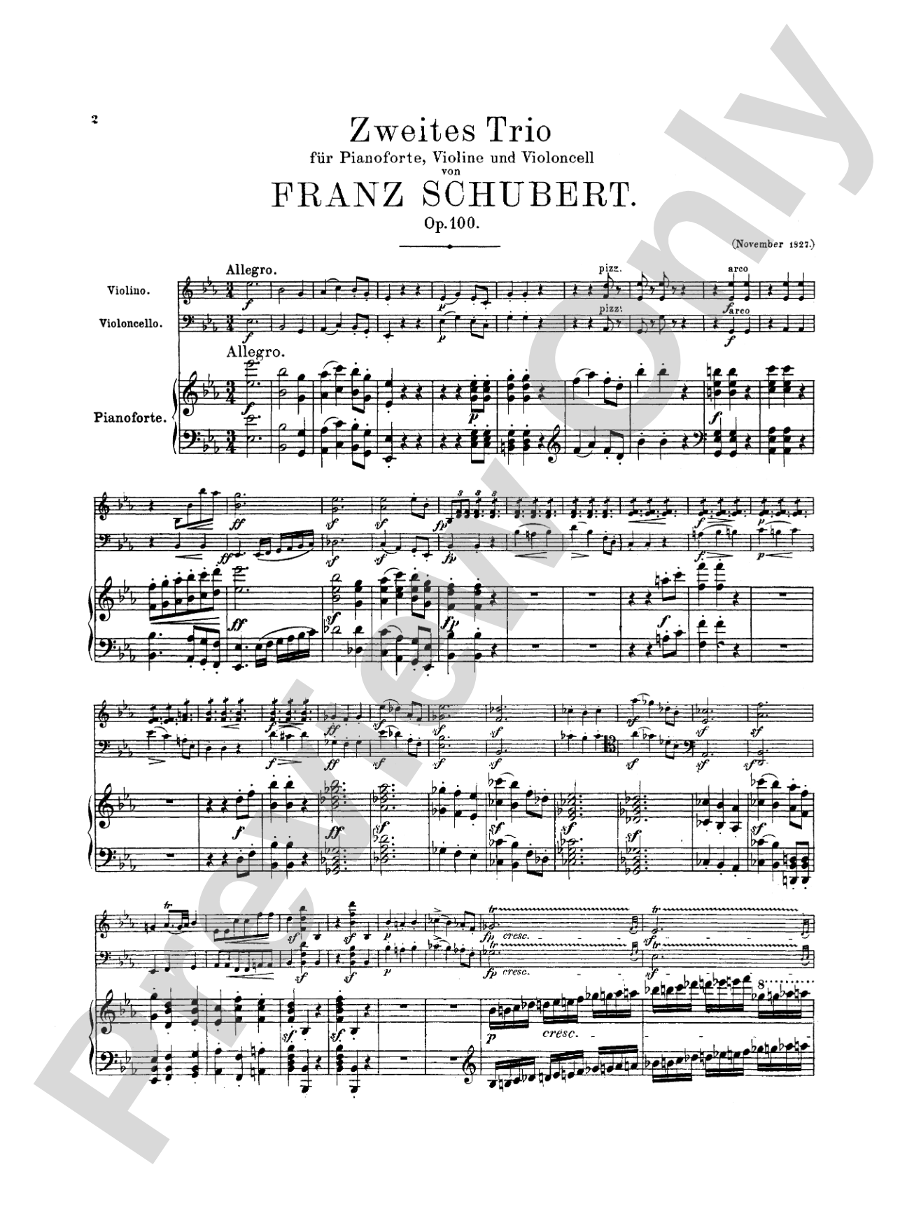Schubert: Trio No. 2 in E flat Major, Op. 100