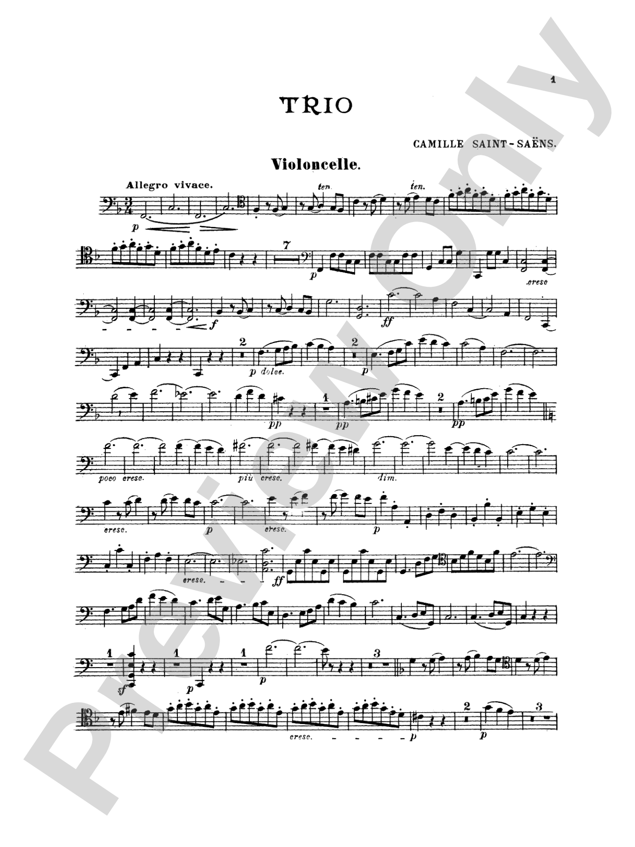Saint-Saëns: Trio No. 1 in F Major, Op. 18