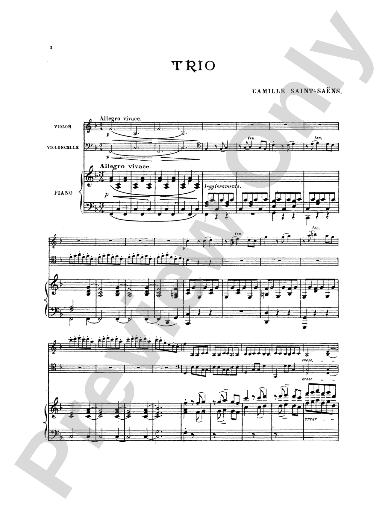 Saint-Saëns: Trio No. 1 in F Major, Op. 18