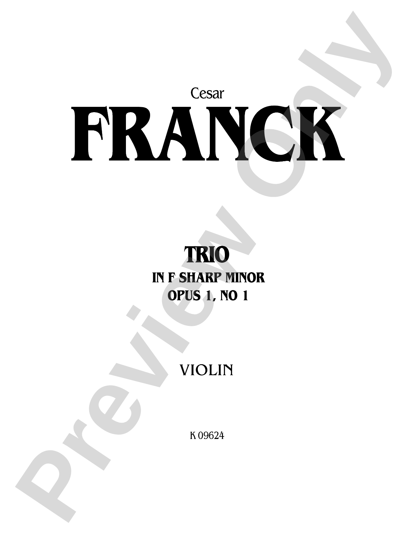 Franck: Trio in F sharp Minor, Op. 1, No. 1: Chamber Trio Book