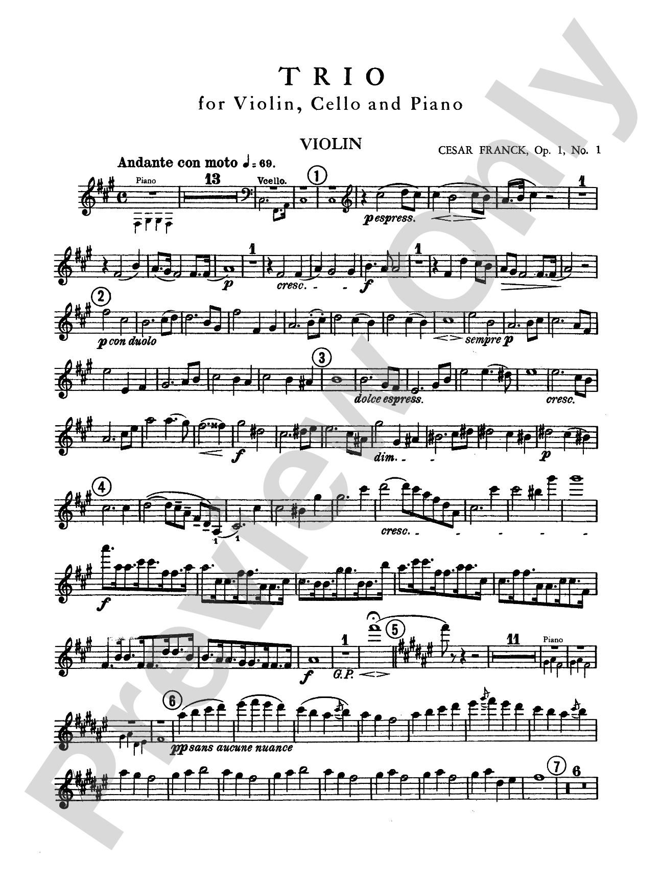 Franck: Trio in F sharp Minor, Op. 1, No. 1: Chamber Trio Book