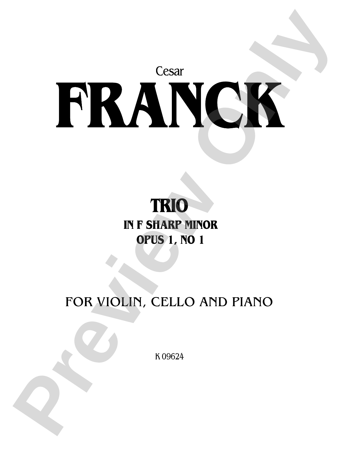 Franck: Trio in F sharp Minor, Op. 1, No. 1