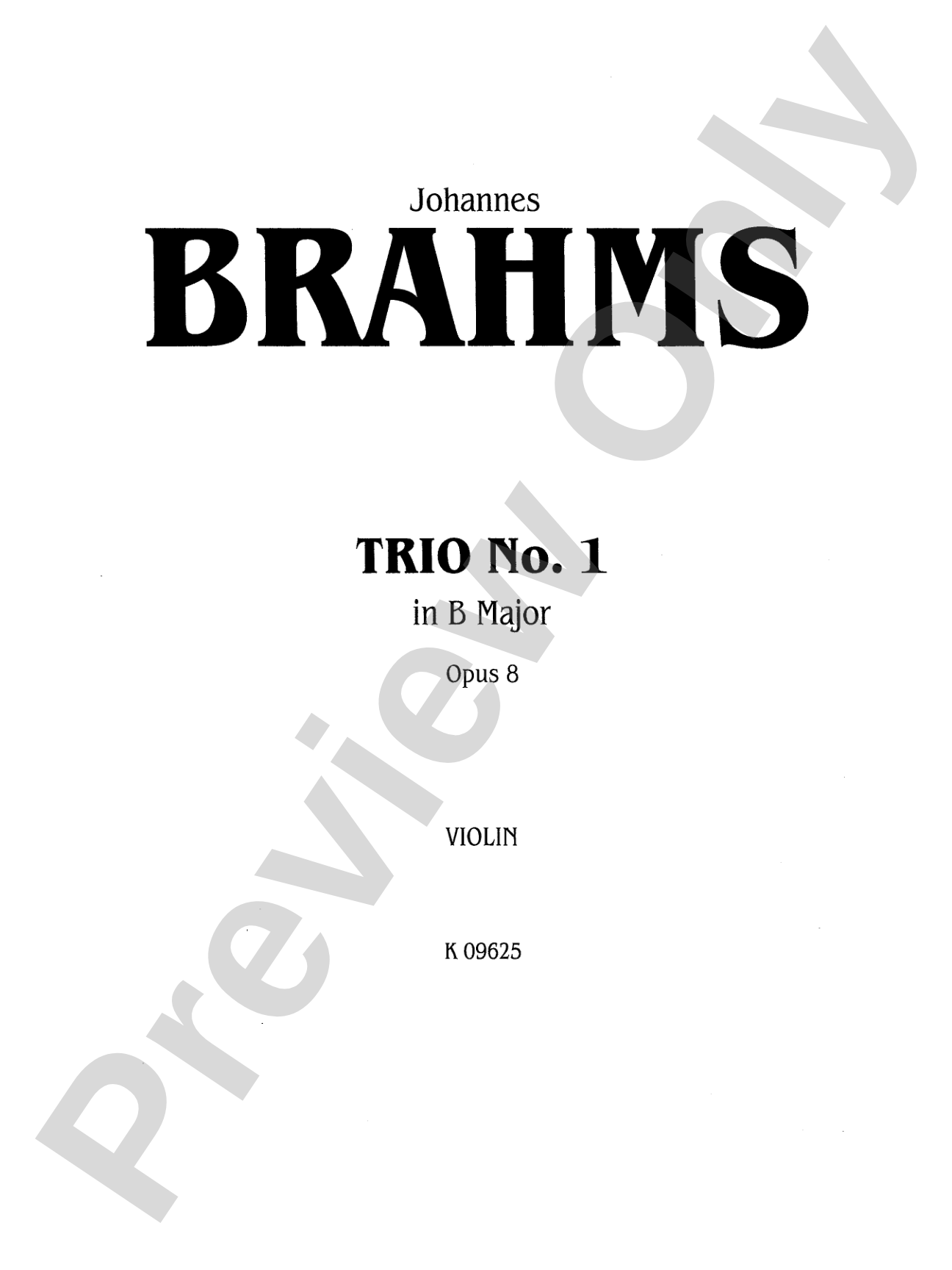 Brahms: Trio No. 1 in B Major, Op. 8: Chamber Trio Book