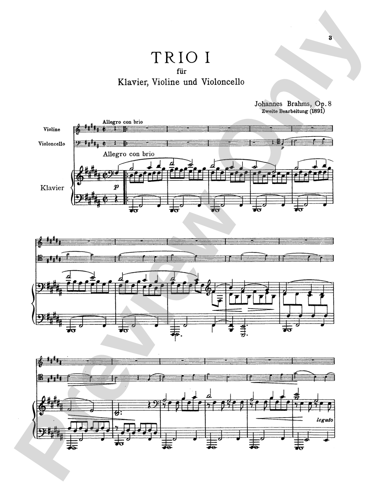 Brahms: Trio No. 1 in B Major, Op. 8
