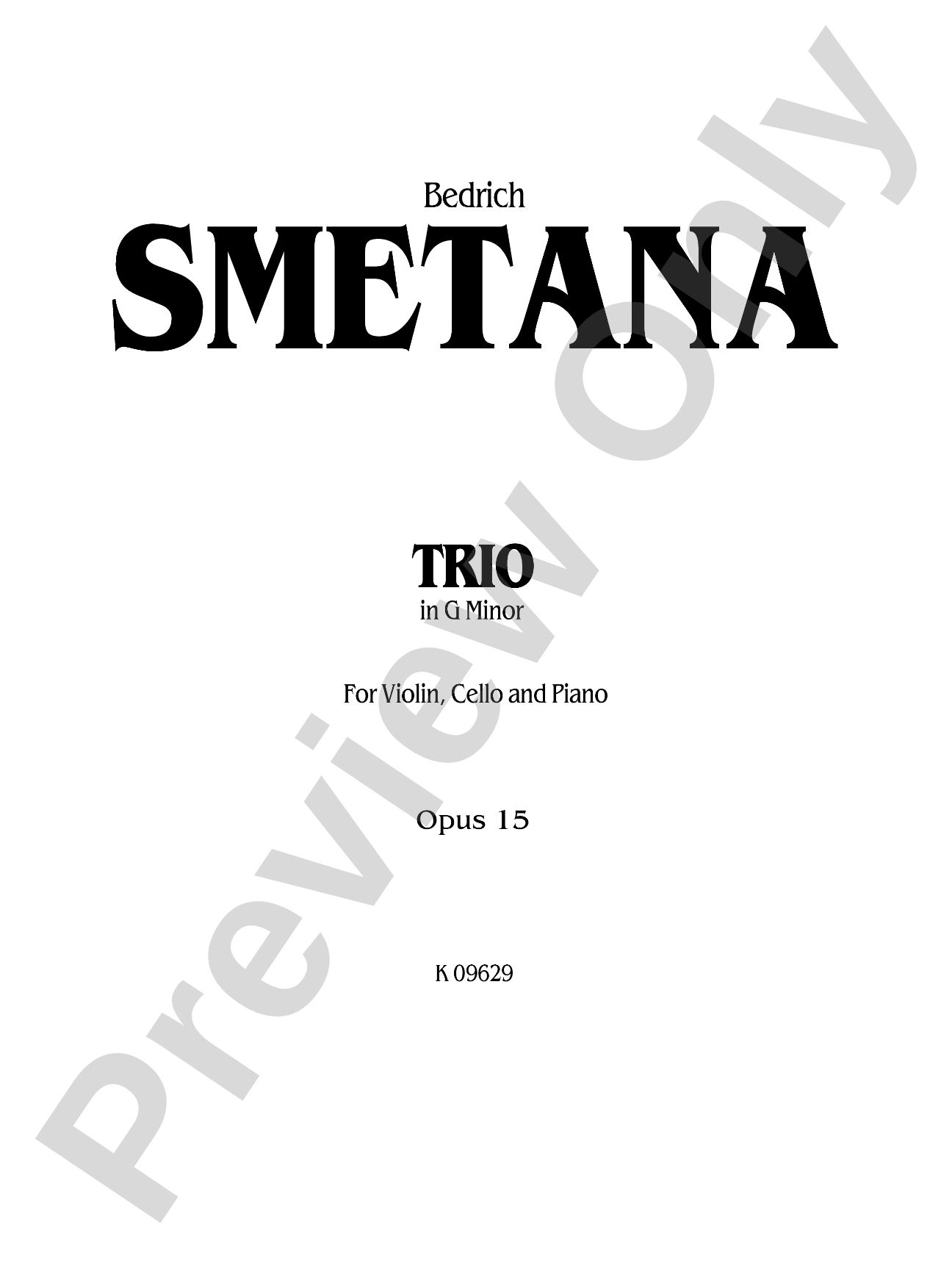 Smetana: Trio in G Minor, Op. 15