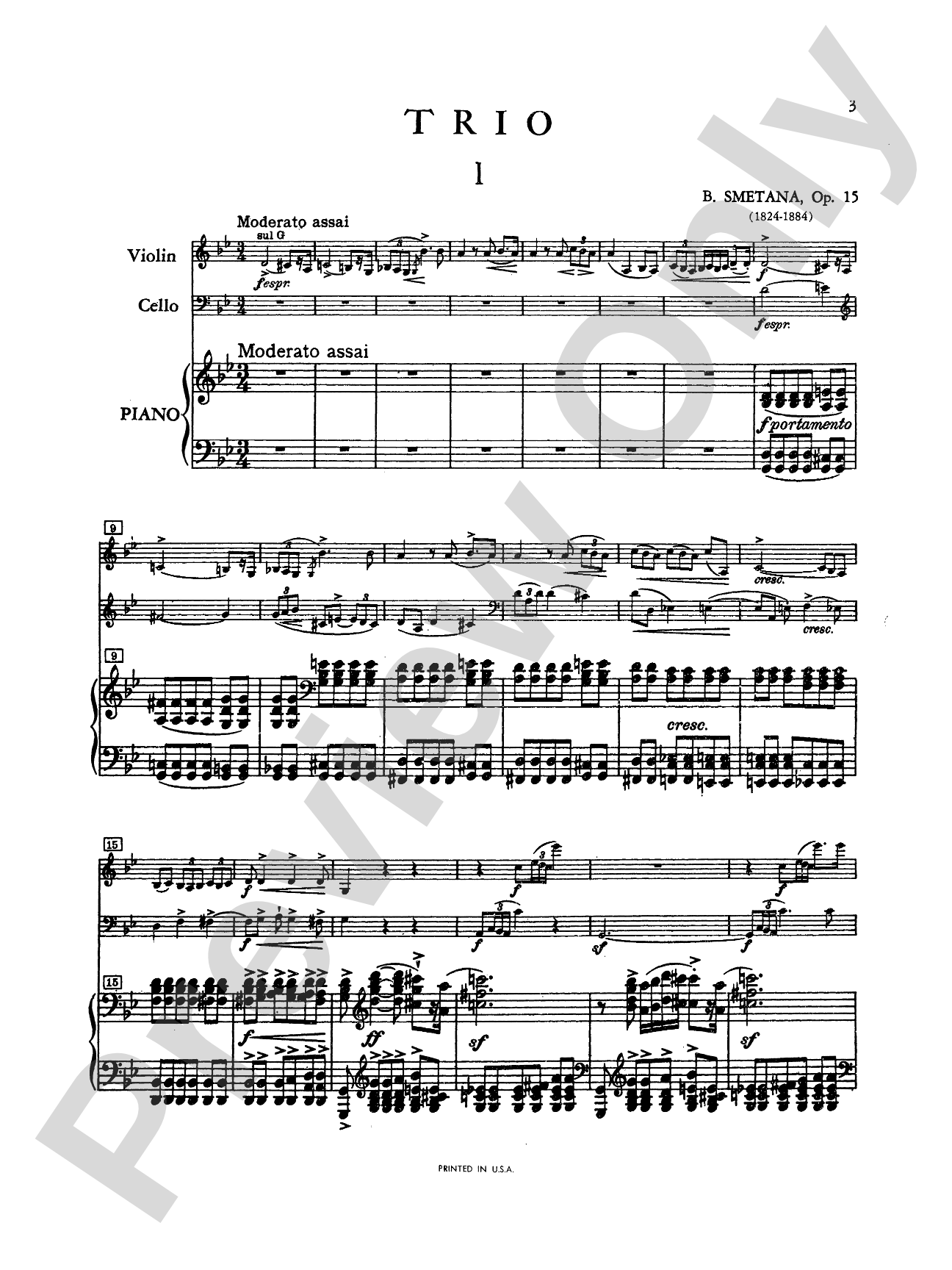 Smetana: Trio in G Minor, Op. 15