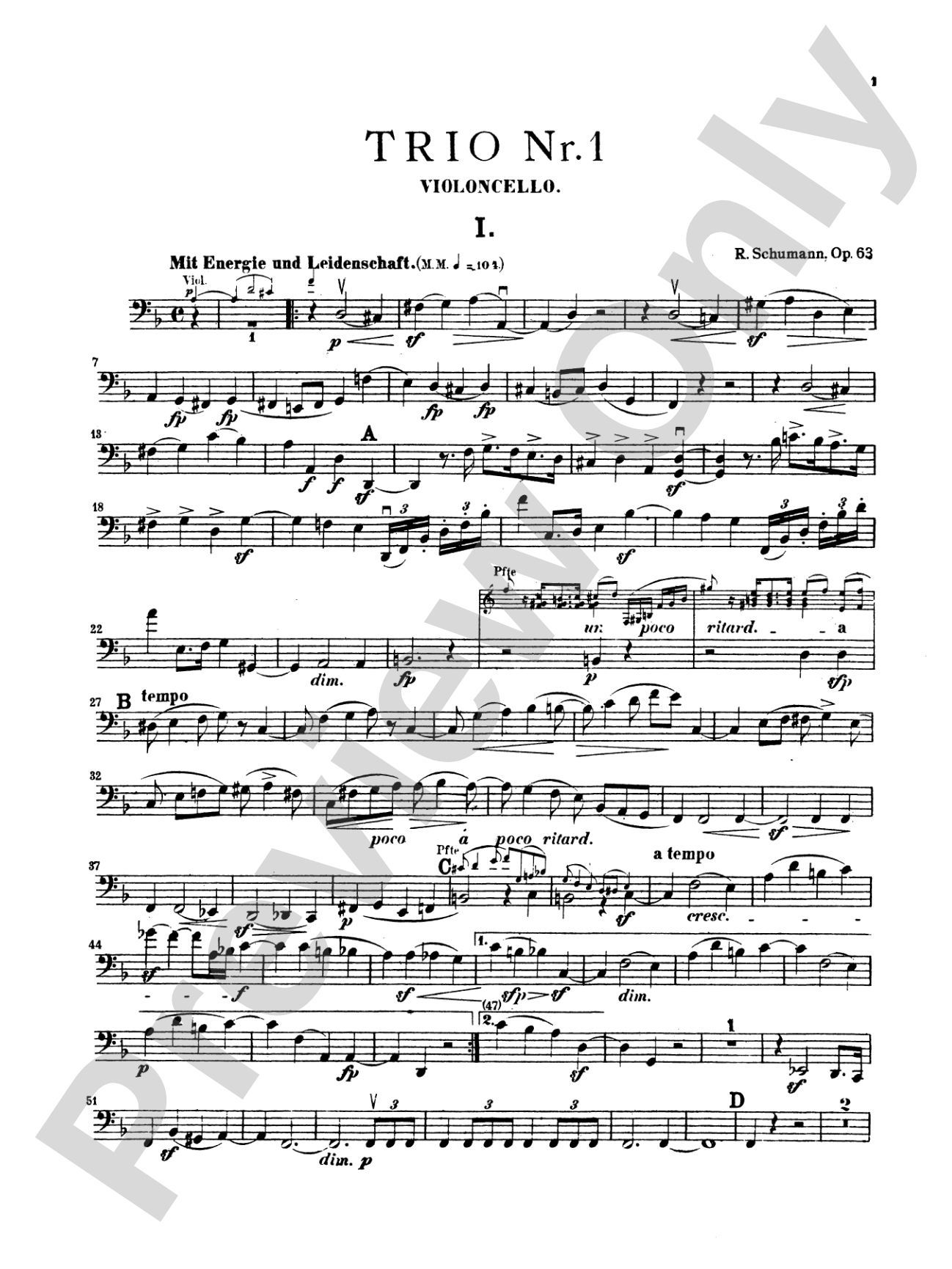 Schumann: Trio No. 1 in D Minor, Op. 53