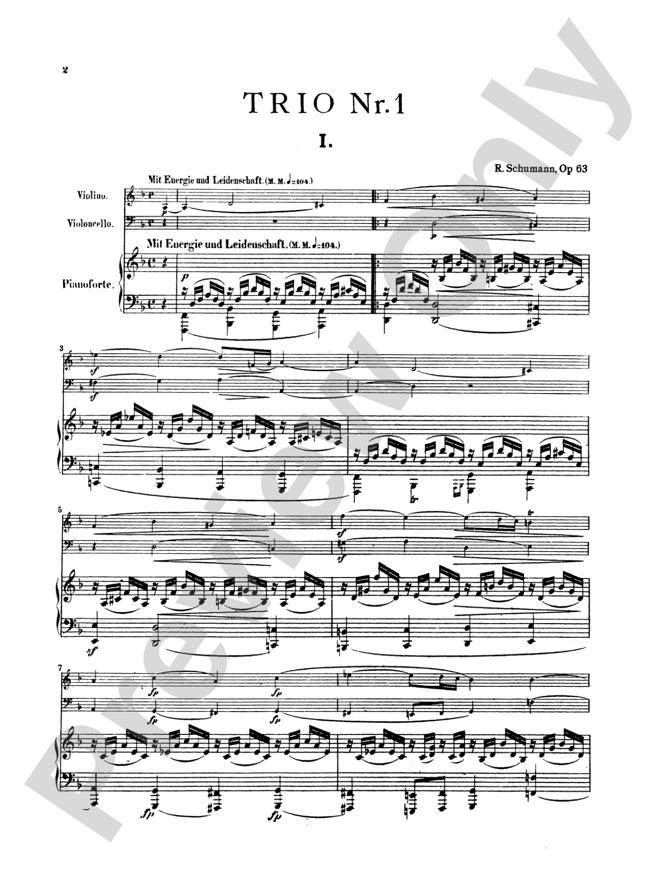 Schumann: Trio No. 1 in D Minor, Op. 53