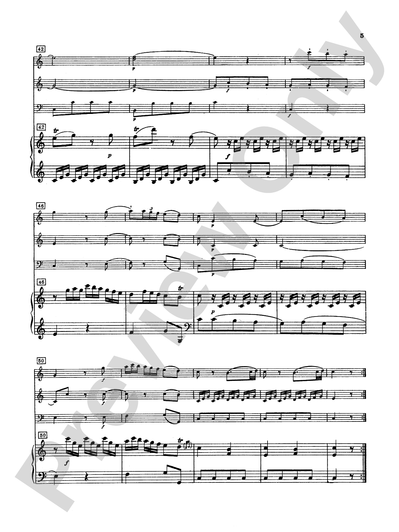 Haydn: Concertino in C Major: Chamber Quartet Book
