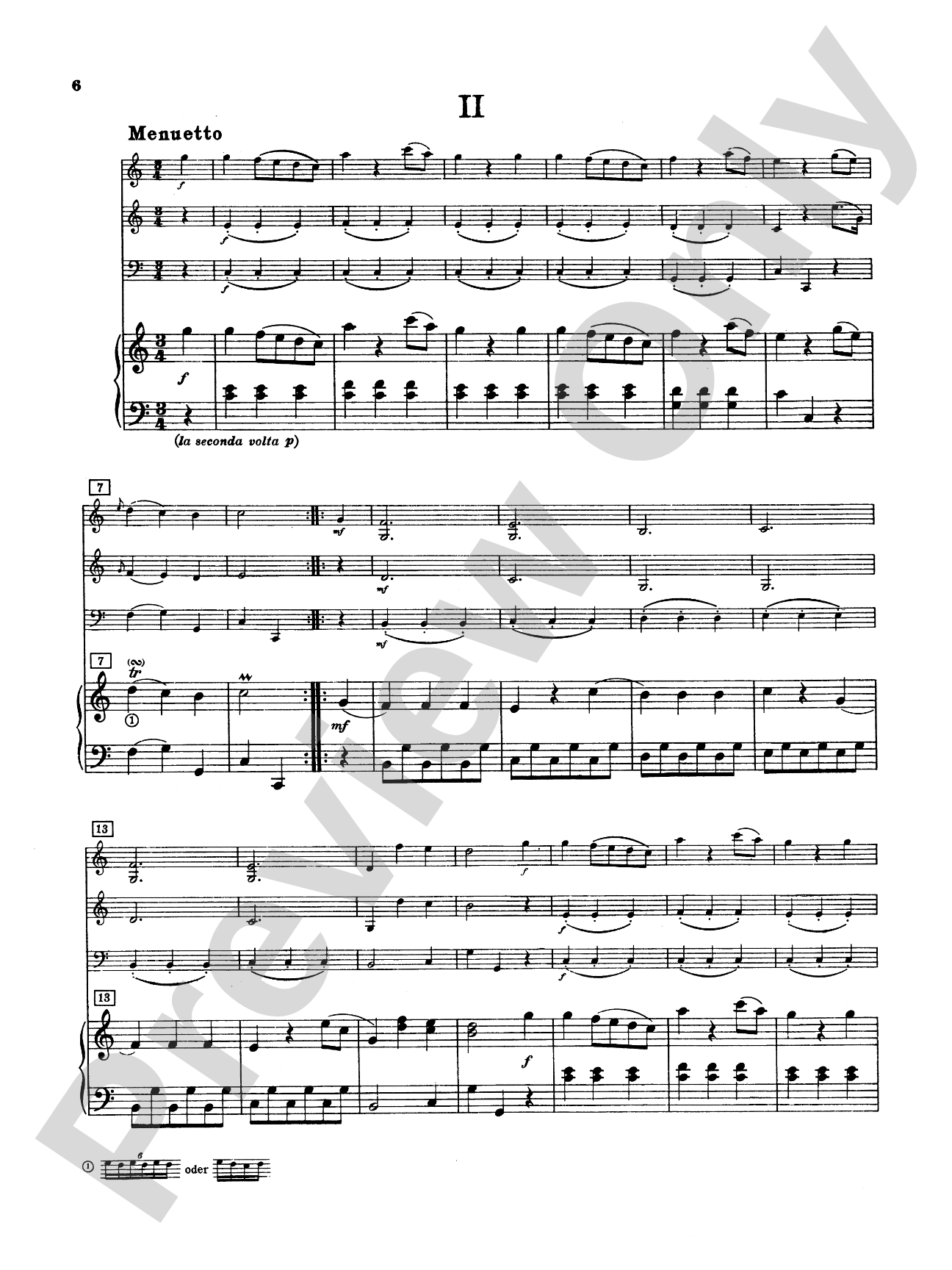 Haydn: Concertino in C Major: Chamber Quartet Book