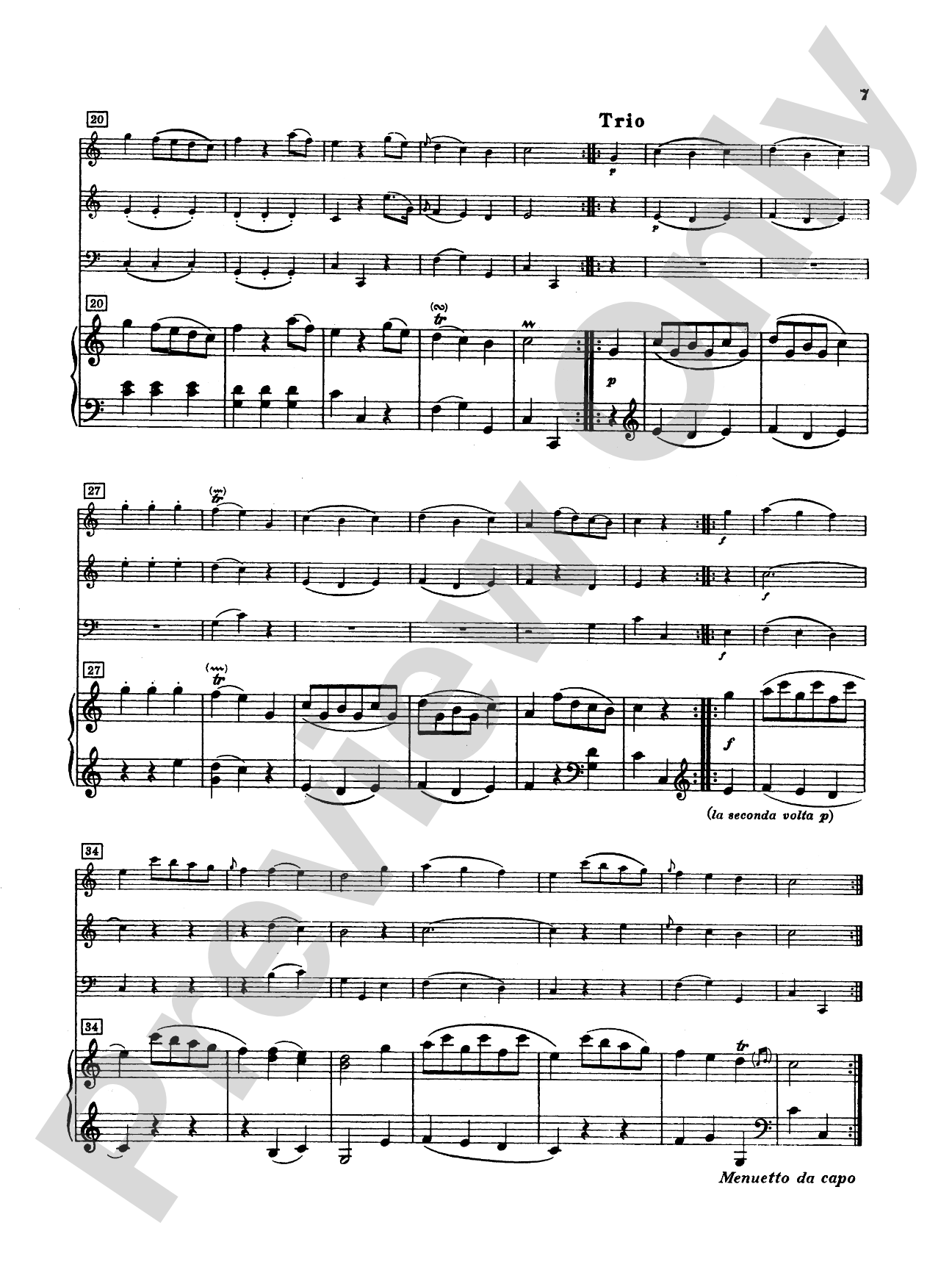 Haydn: Concertino in C Major: Chamber Quartet Book