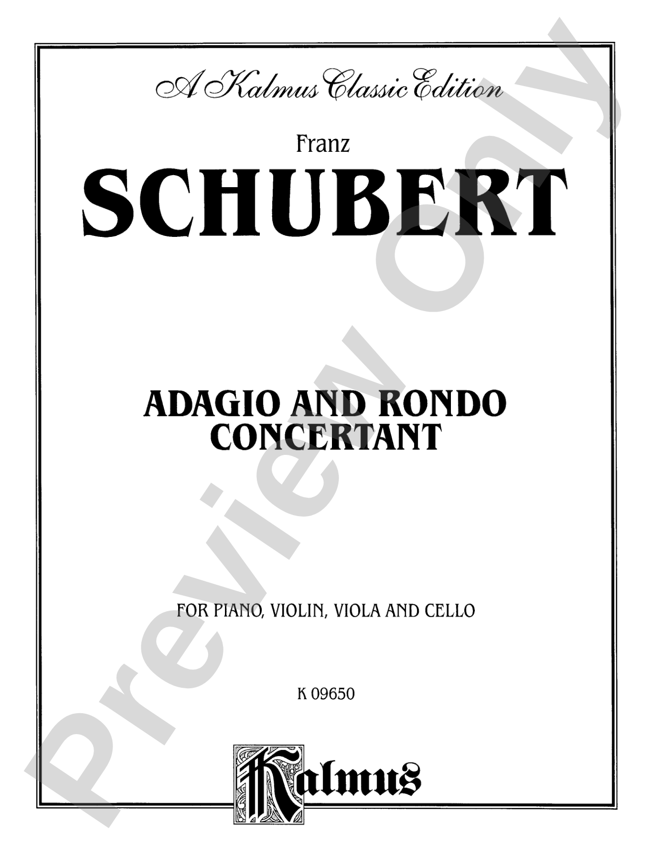 Schubert: Adagio and Rondo Concertant in F Major: Book