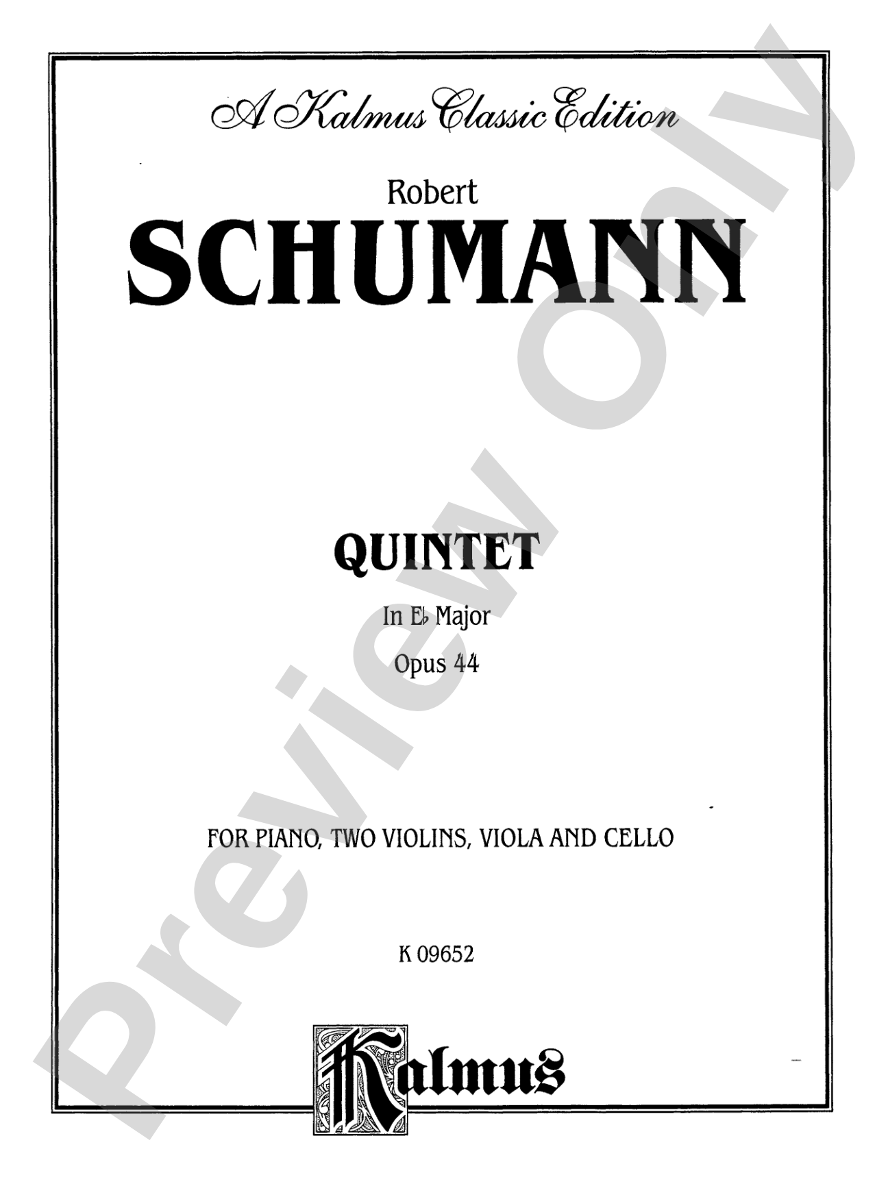 Schumann: Quintet in E flat Major, Op. 44: String Quintet Book