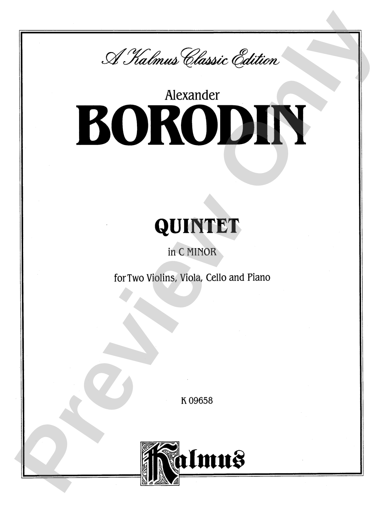 Borodin: Quintet in C Minor: String Quintet Book