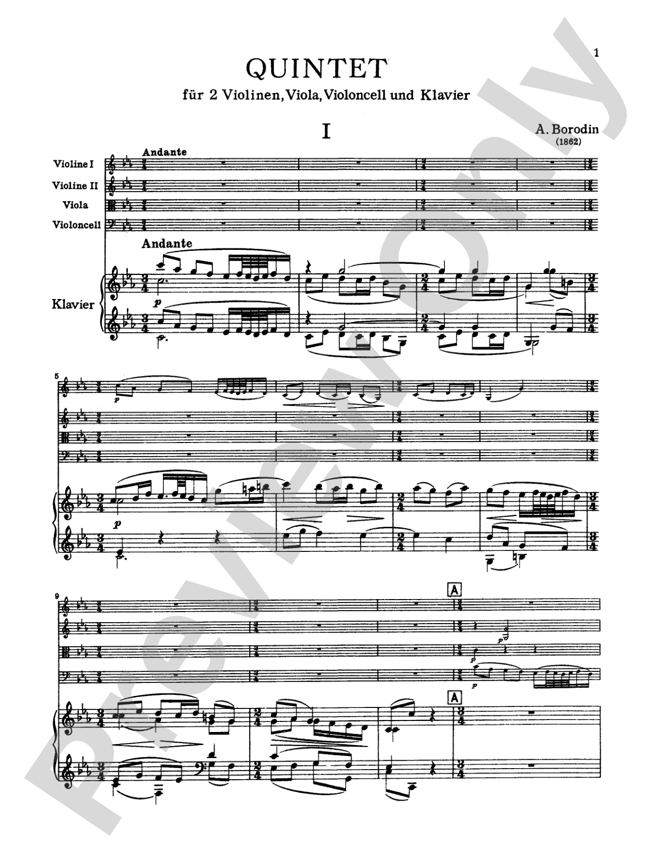 Borodin: Quintet in C Minor: String Quintet Book
