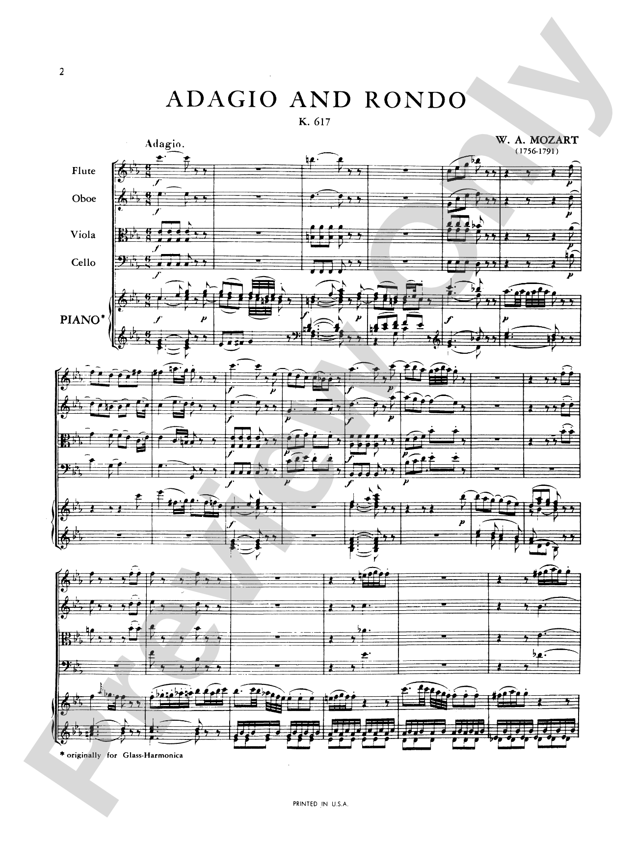 Mozart: Adagio and Rondo, in C Minor (K. 617) (for piano, flute, oboe, viola and cello)