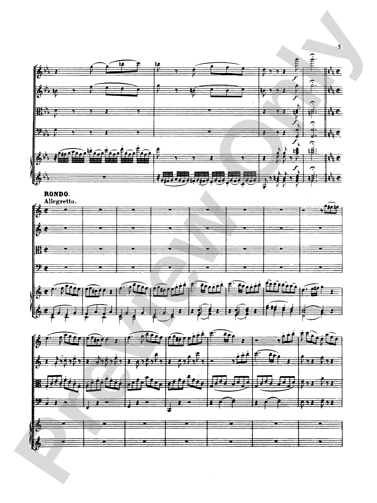 Mozart: Adagio and Rondo, in C Minor (K. 617): Chamber Quintet Score & Parts