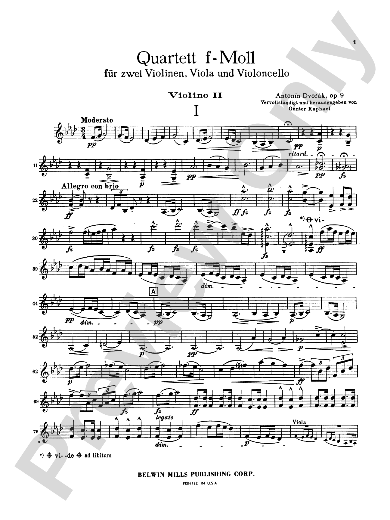 Dvorák: Quartet in F Minor, Op. 9