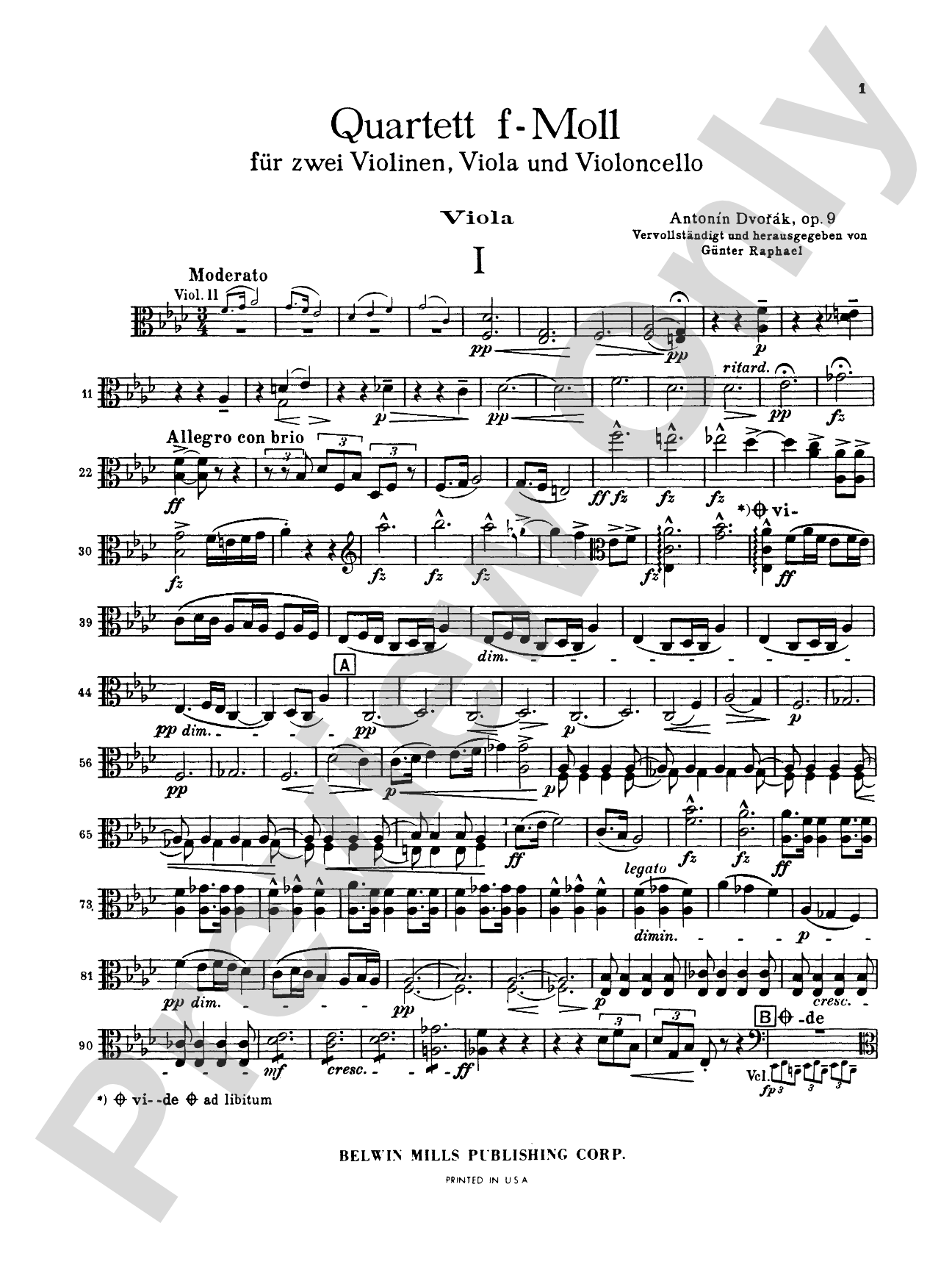Dvorák: Quartet in F Minor, Op. 9