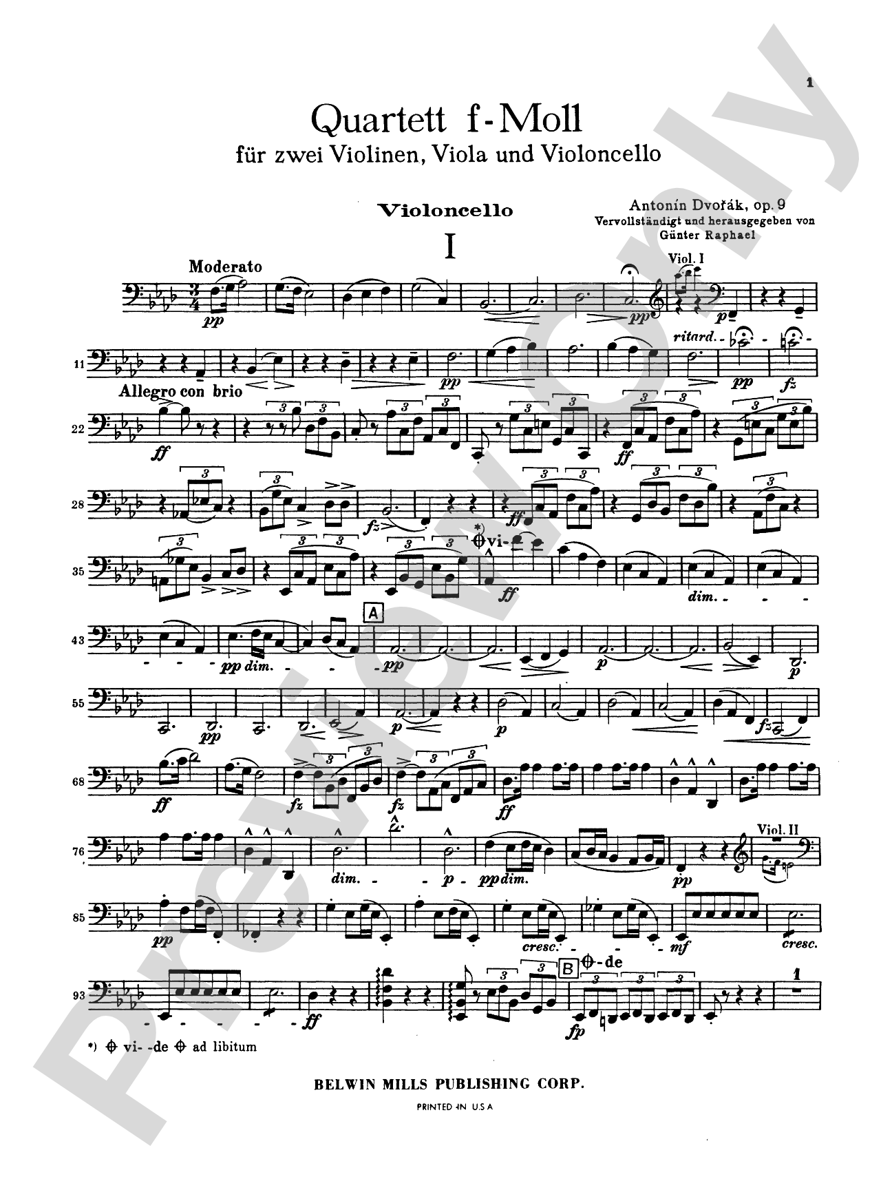 Dvorák: Quartet in F Minor, Op. 9