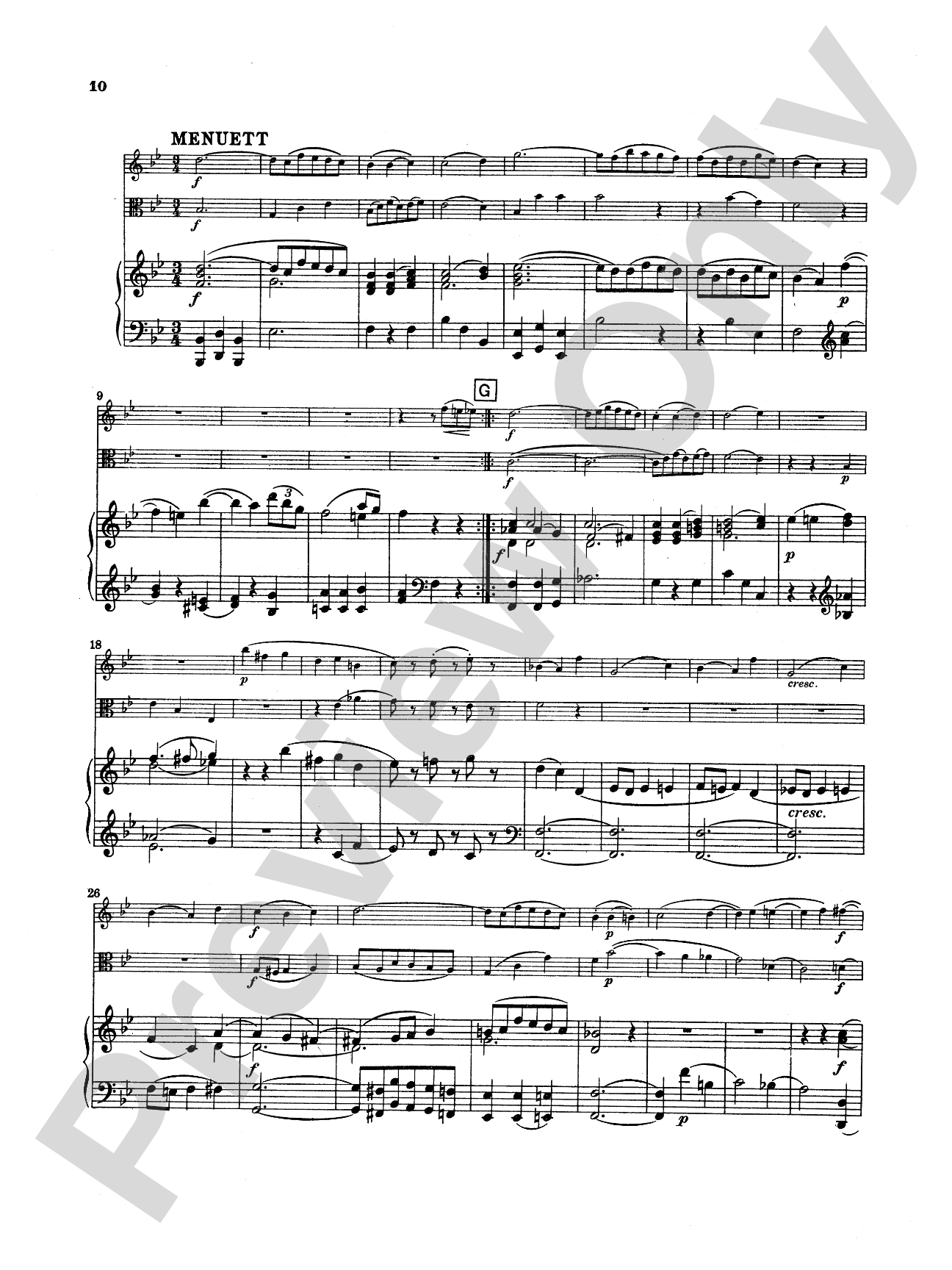 Mozart: Trio in E flat Major, "Kegelstatt Trio" (K. 498): Chamber Trio Score & Parts