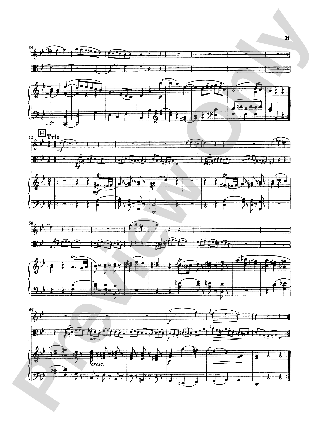 Mozart: Trio in E flat Major, "Kegelstatt Trio" (K. 498): Chamber Trio Score & Parts