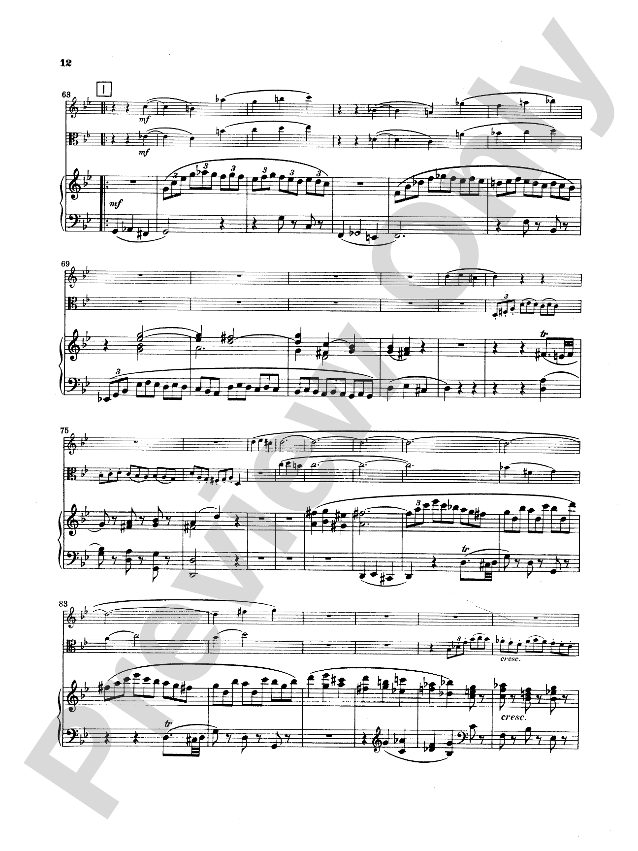 Mozart: Trio in E flat Major, "Kegelstatt Trio" (K. 498): Chamber Trio Score & Parts