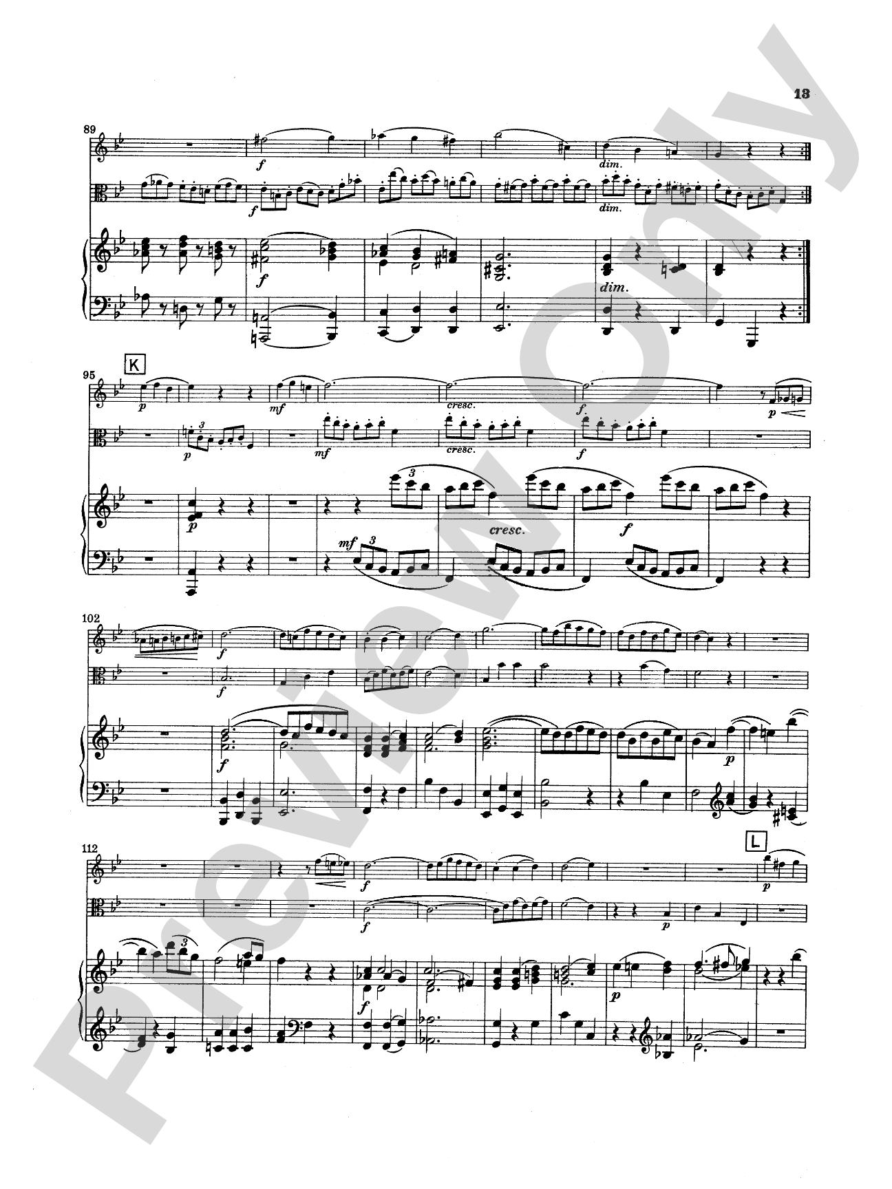 Mozart: Trio in E flat Major, "Kegelstatt Trio" (K. 498): Chamber Trio Score & Parts