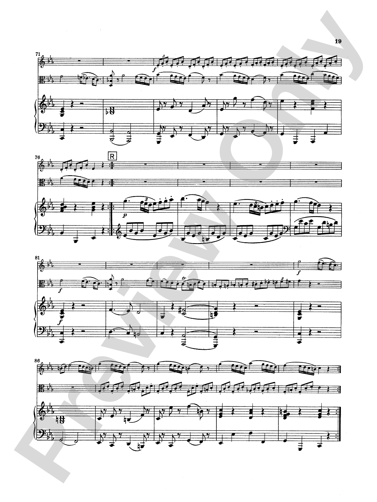 Mozart: Trio in E flat Major, "Kegelstatt Trio" (K. 498): Chamber Trio Score & Parts