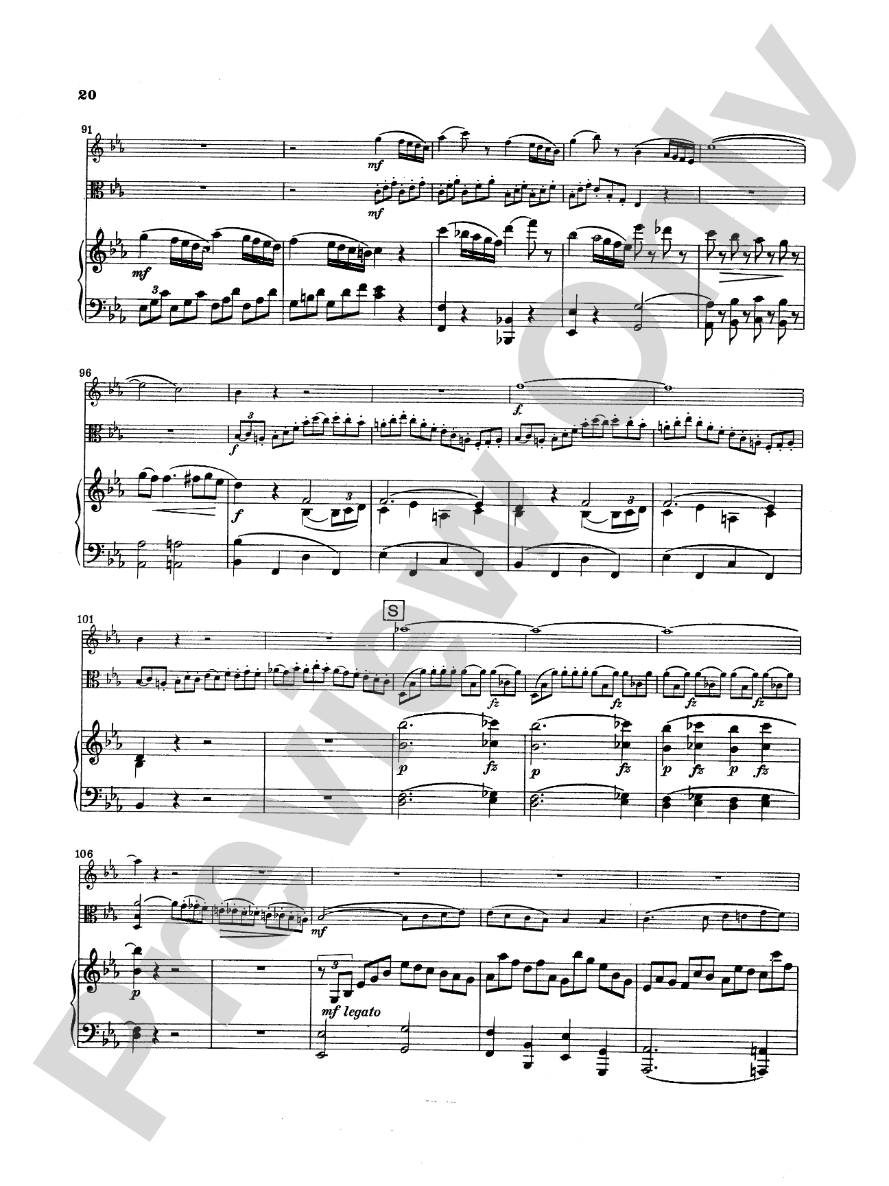 Mozart: Trio in E flat Major, "Kegelstatt Trio" (K. 498): Chamber Trio Score & Parts