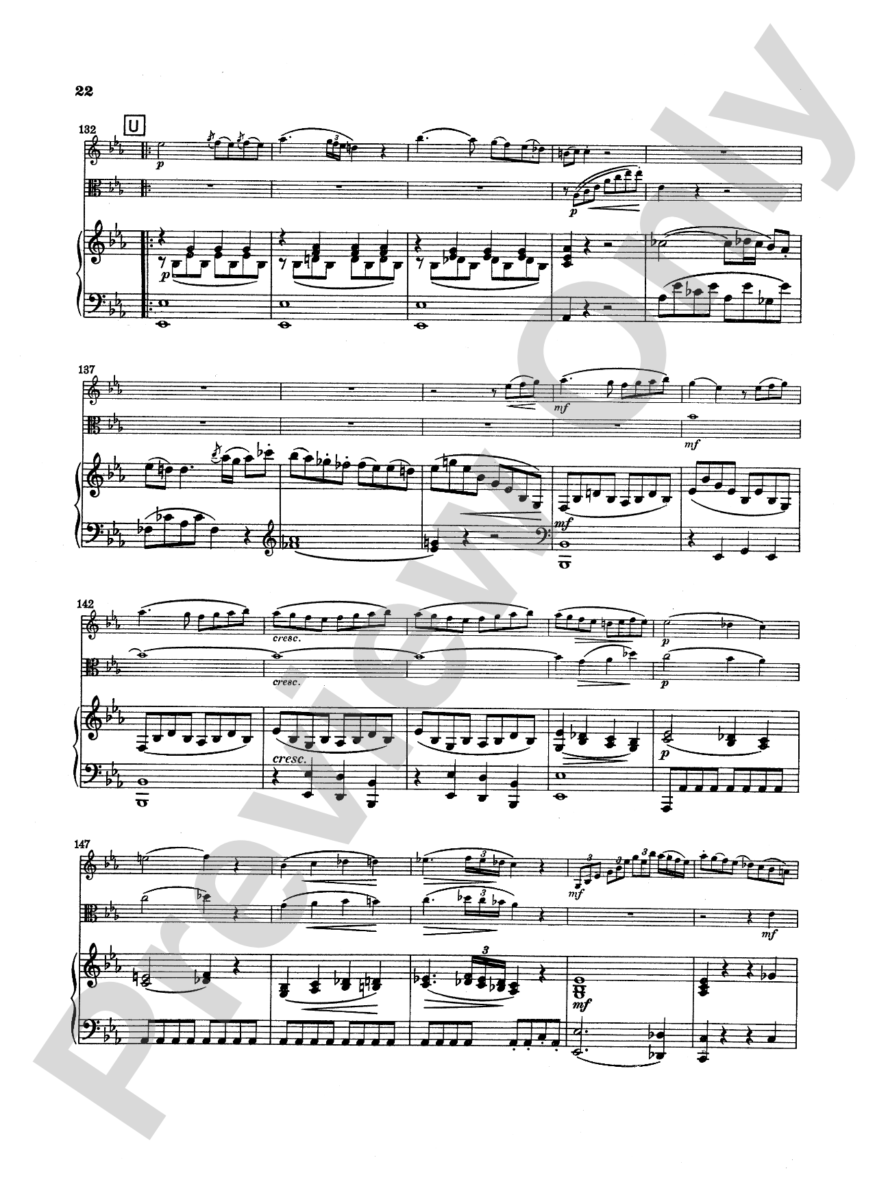 Mozart: Trio in E flat Major, "Kegelstatt Trio" (K. 498): Chamber Trio Score & Parts