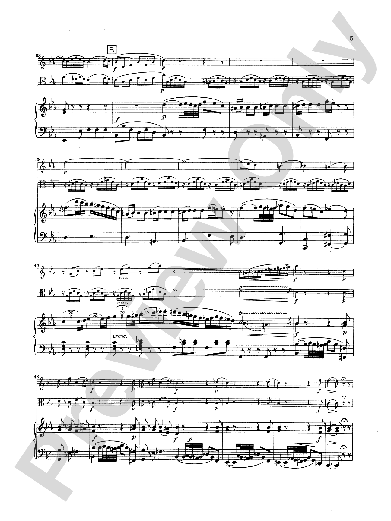 Mozart: Trio in E flat Major, "Kegelstatt Trio" (K. 498): Chamber Trio Score & Parts