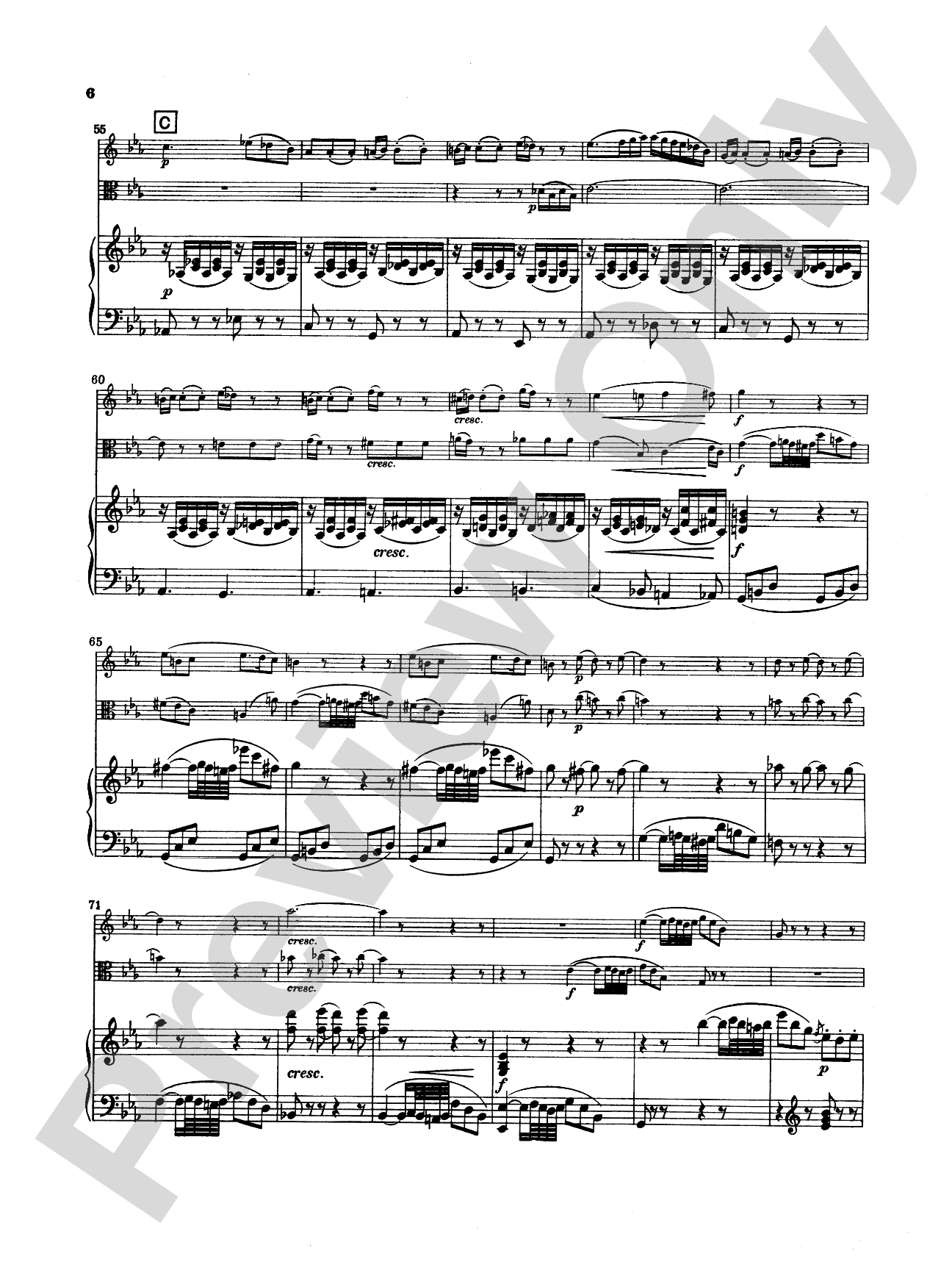 Mozart: Trio in E flat Major, "Kegelstatt Trio" (K. 498): Chamber Trio Score & Parts