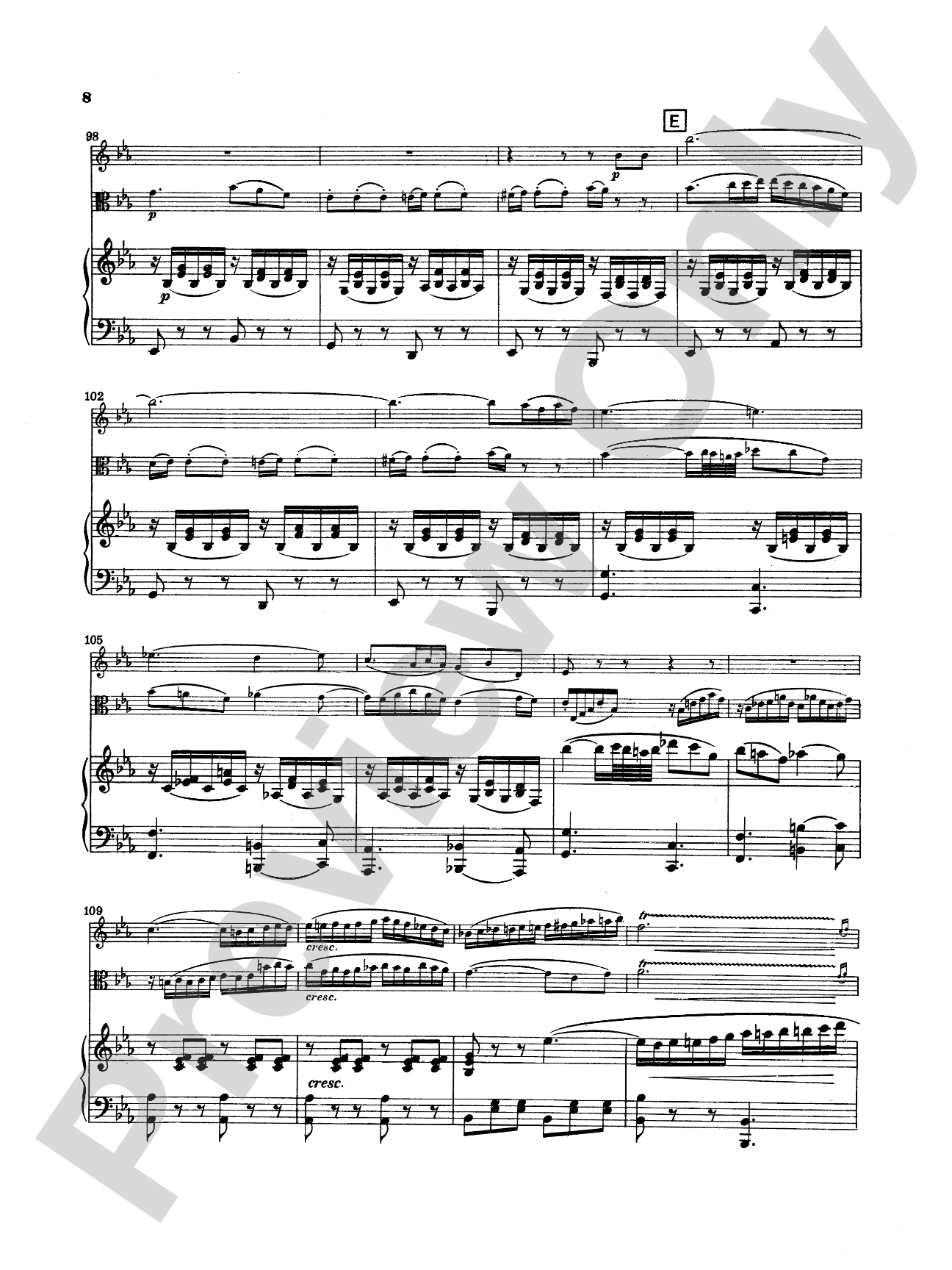 Mozart: Trio in E flat Major, "Kegelstatt Trio" (K. 498): Chamber Trio Score & Parts