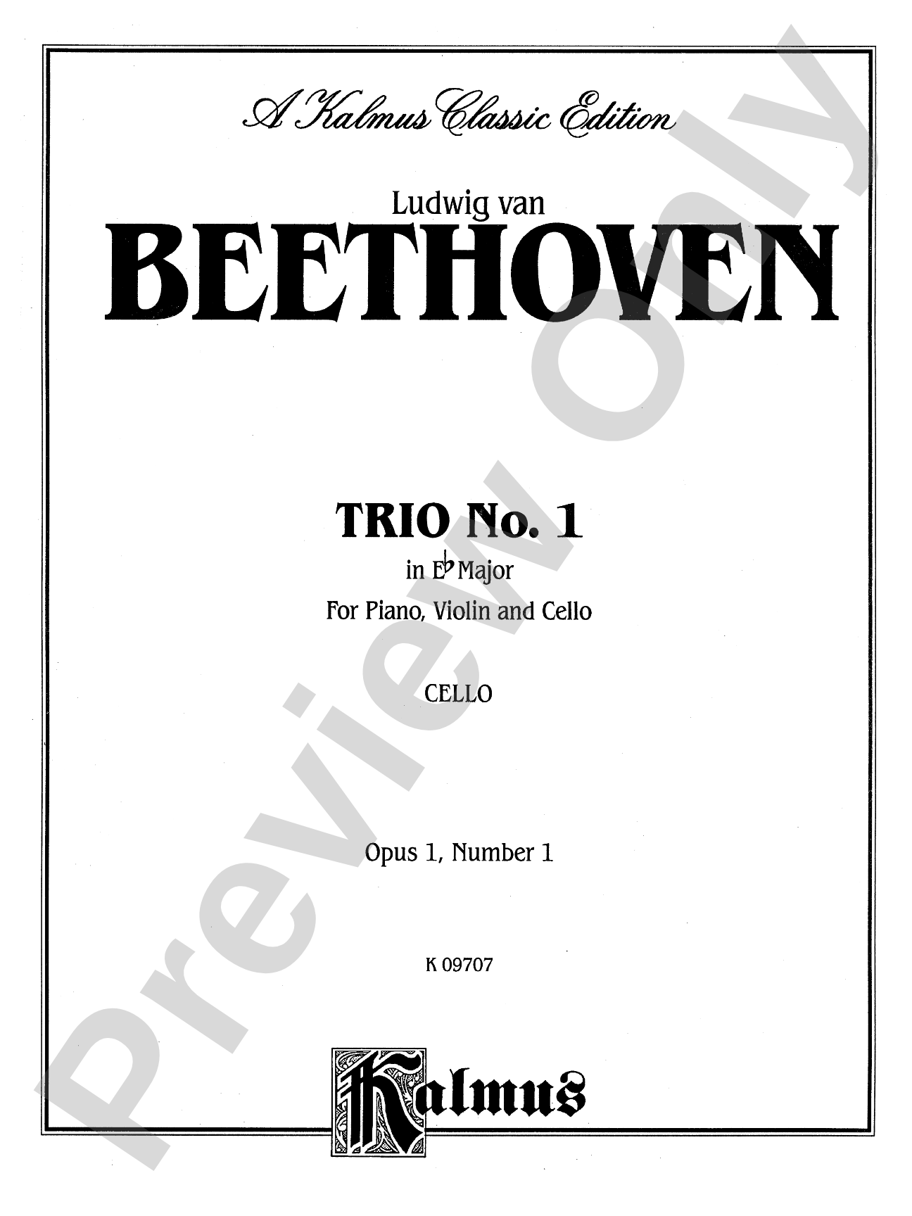 Beethoven: Trio No. 1, Op. 1, No. 1, in E flat Major (for piano, violin, and cello)